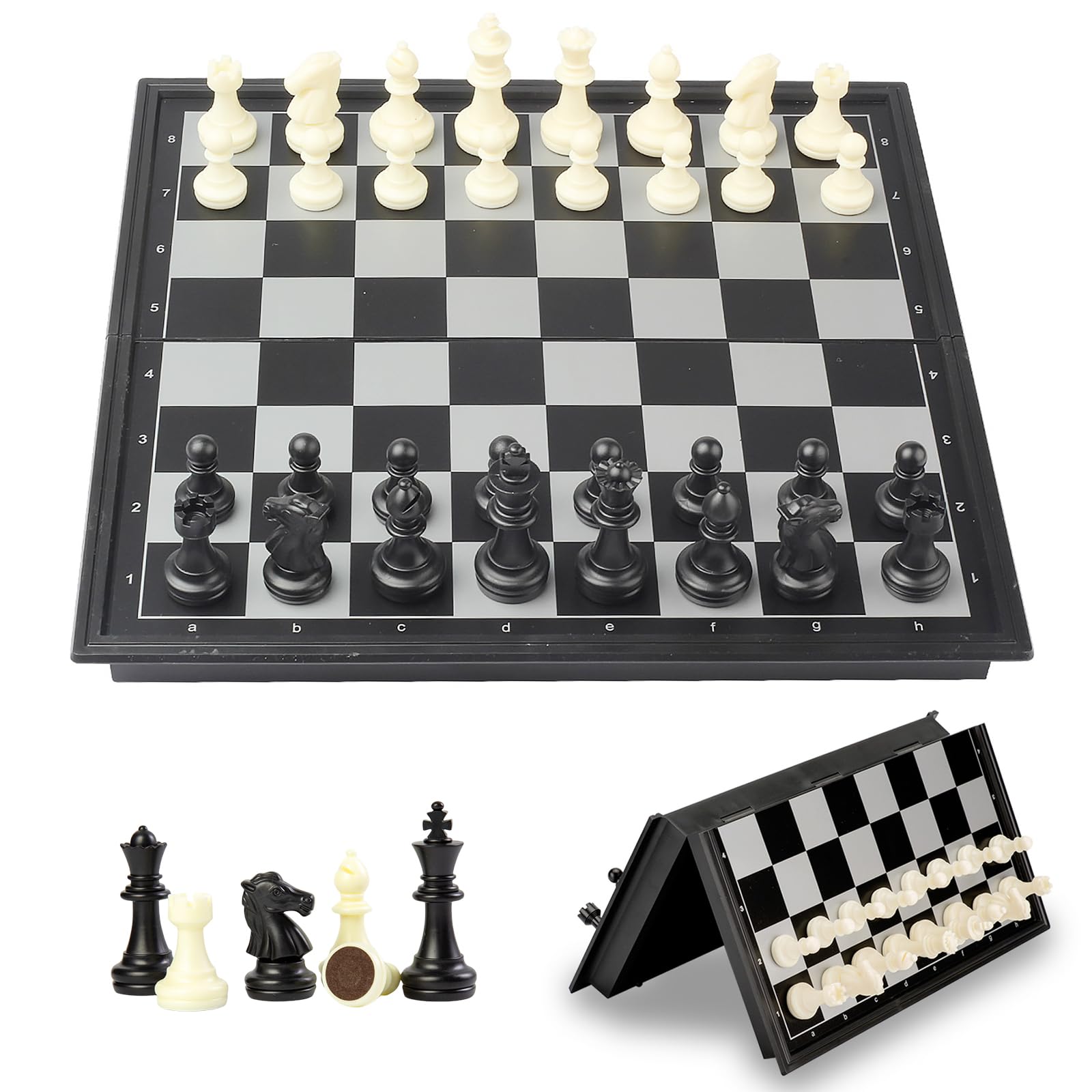 Magnetic Chess Set - Cestamor Chess Board Folding Travel Chess Portable - 2 Extra Queens - 25x25cm Board Games for Kids Adults Gifts