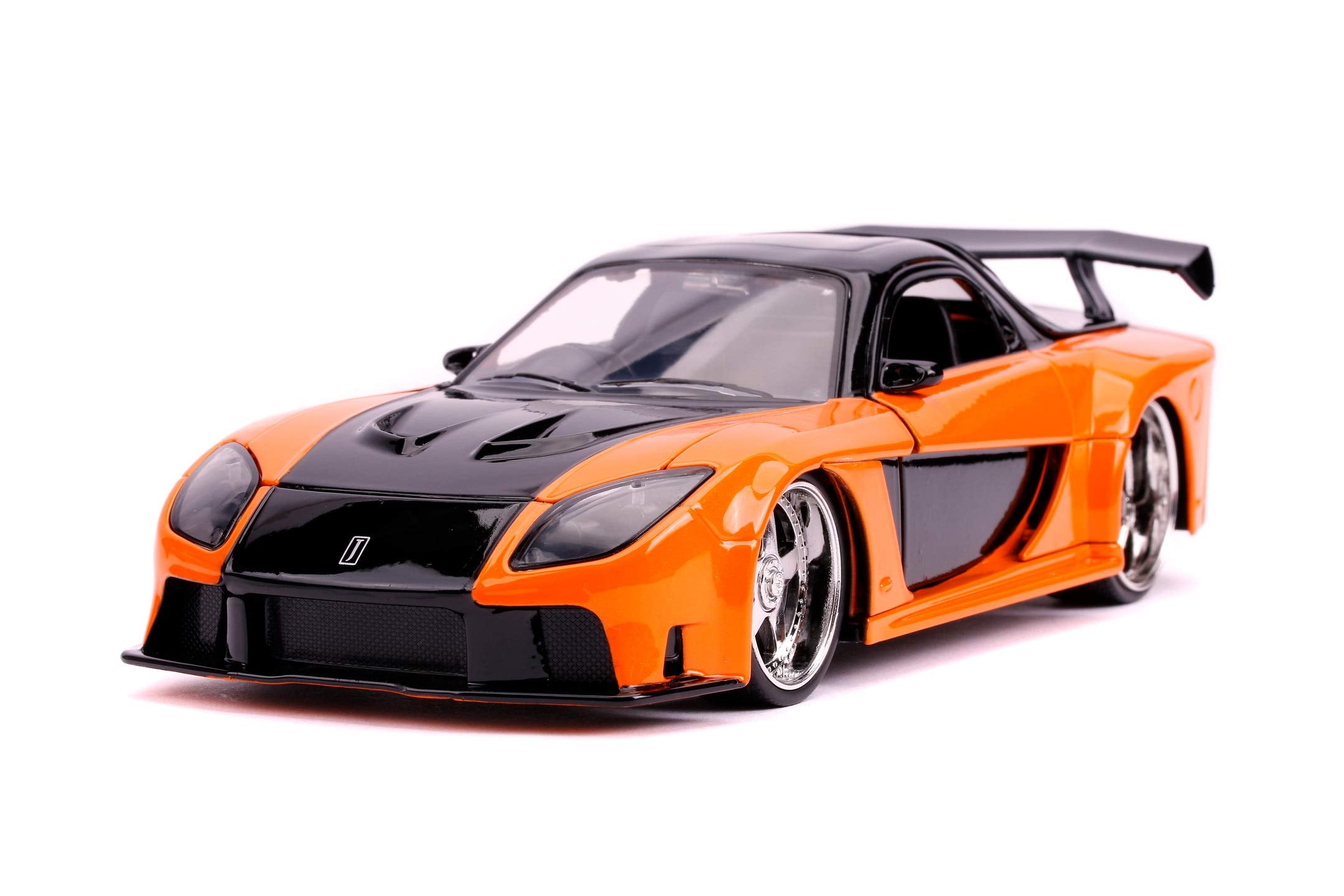 Jada Toys 253203058 Fast & Furious Mazda RX-7 1:24 Scale Die-Cast Opening Doors Boot & Bonnet Metallic Orange, Multicoloured