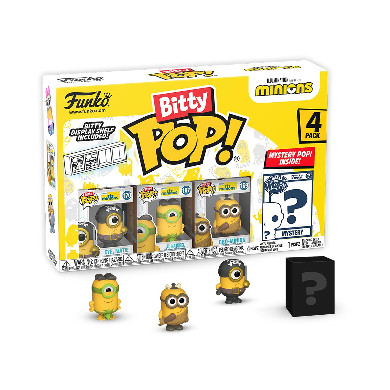 Funko Bitty POP! Minions and A Surprise Mystery Mini Figure - 0.9 Inch (2.2 Cm) - Minions 2 Collectable - Stackable Display Shelf Included - Gift Idea - Party Bags Stocking - Cake Topper