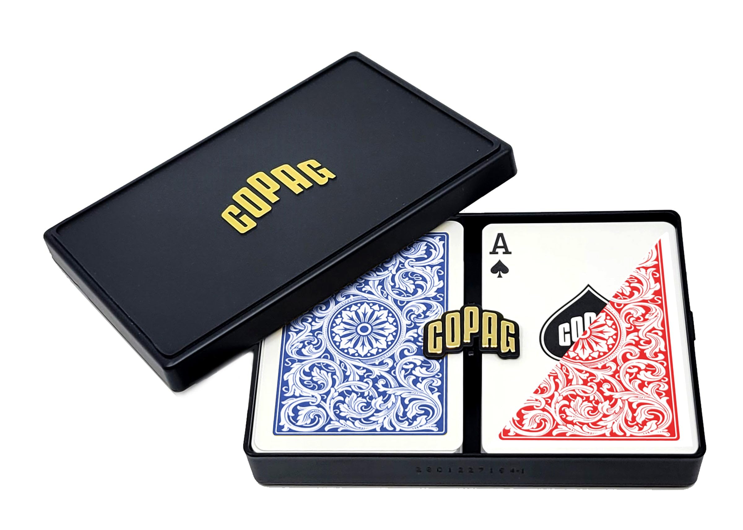 Copag 1546 Design 100% Plastic Playing Cards, Poker Size Regular Index Red/Blue Double Deck Set