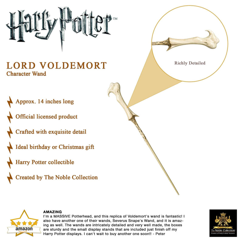 The Noble Collection - Lord Voldemort Character Wand - 14.7in (37.5cm) Harry Potter Wand With Metal Name Tag - Harry Potter Film Set Movie Props Wands