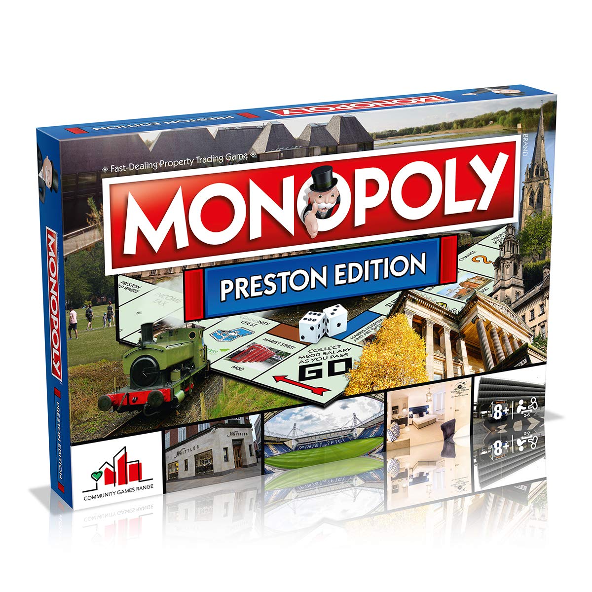 Winning Moves Preston Monopoly Board Game, Advance to Harris Museum and Art Gallery, Royal Preston Hospital or Deepdale and trade your way to success, 2–6 players makes a great gift for ages 8 plus