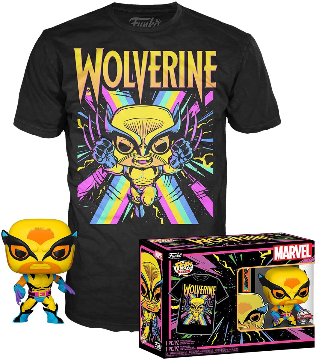 Funko POP! & Tee: XMen - Dementor - Wolverine - (Blacklight) - Medium - Marvel - T-Shirt - Clothes With Collectable Vinyl Figure - Gift Idea - Toys and Short Sleeve Top for Adults Unisex Men