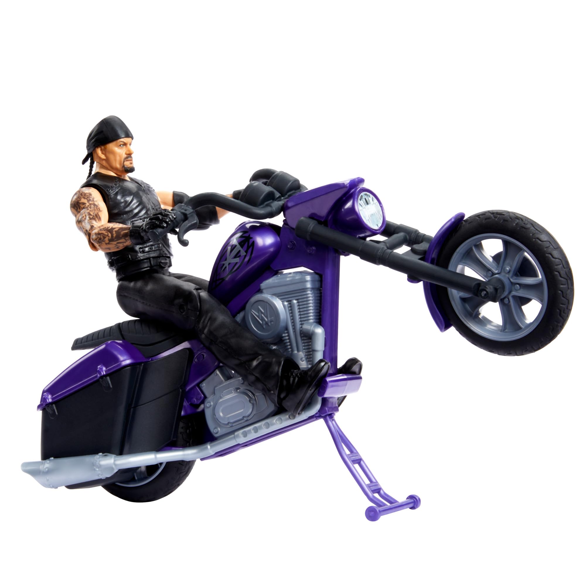 Mattel WWE Wrekkin' Action Figure & Toy Vehicle Set, Undertaker with Slamcycle Motorcycle with Lanching Action and Breakable Parts, HTR84