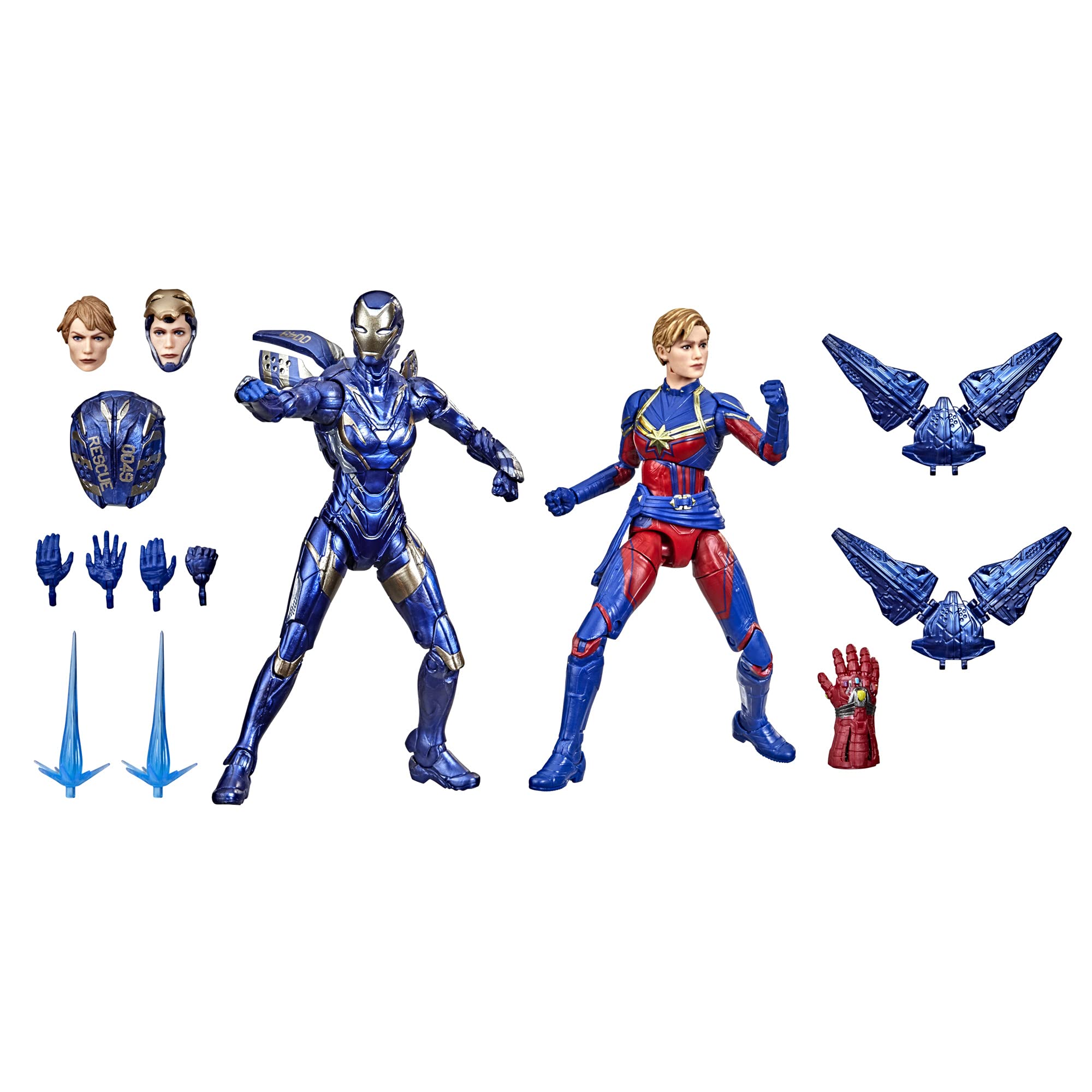 Hasbro Marvel Legends Series 15-cm Scale Action Figure Toy Captain Marvel and Rescue Armor 2-Pack, Infinity Saga character, Premium Design, 2 Figures and 12 Accessories