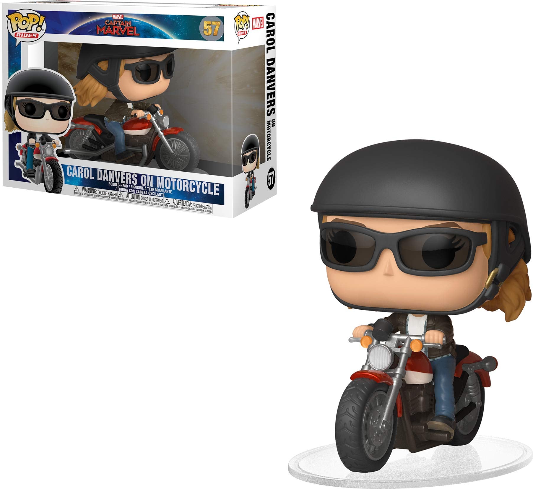 Funko 36418 POP Ride Captain Marvel-Carol Danvers on Motorcycle Collectible Figure, Multicolor