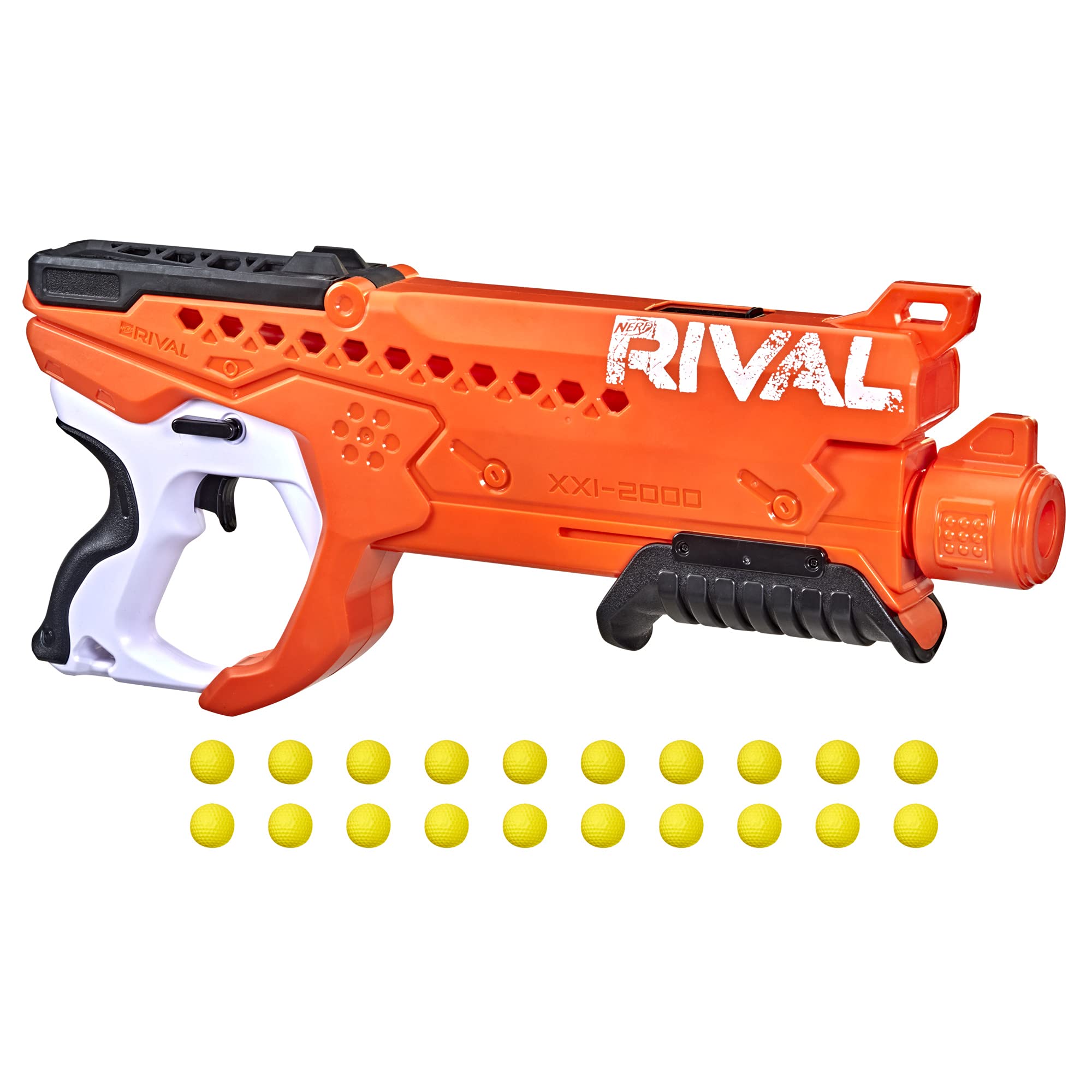 NERF Rival Curve Shot - Helix XXI-2000 Blaster - Fire Rounds to Curve Left, Right, Downward or Fire Straight - 20 Rival Rounds