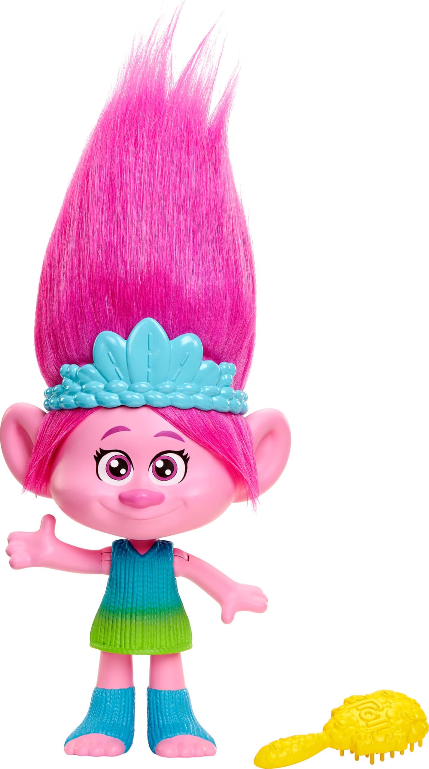 Mattel DreamWorks Trolls Band Together Rainbow HairTunes Queen Poppy Doll & Crown Accessory with Light-Up Hair, Music & Sounds, Gift for Ages 3 Years Old & Up, HNF20