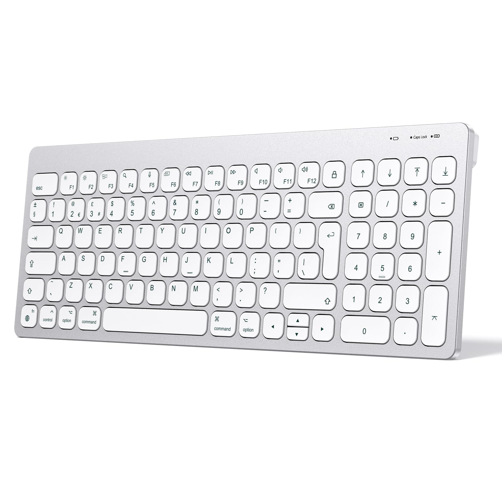 OMOTON Bluetooth Keyboard for Mac, Ultra Slim Portable Wireless Keyboard with Numeric Keypad for Apple MacBook Pro/Air, iMac, iMac Pro, Mac Mini, Mac Pro, QWERTY UK Layout, Silver