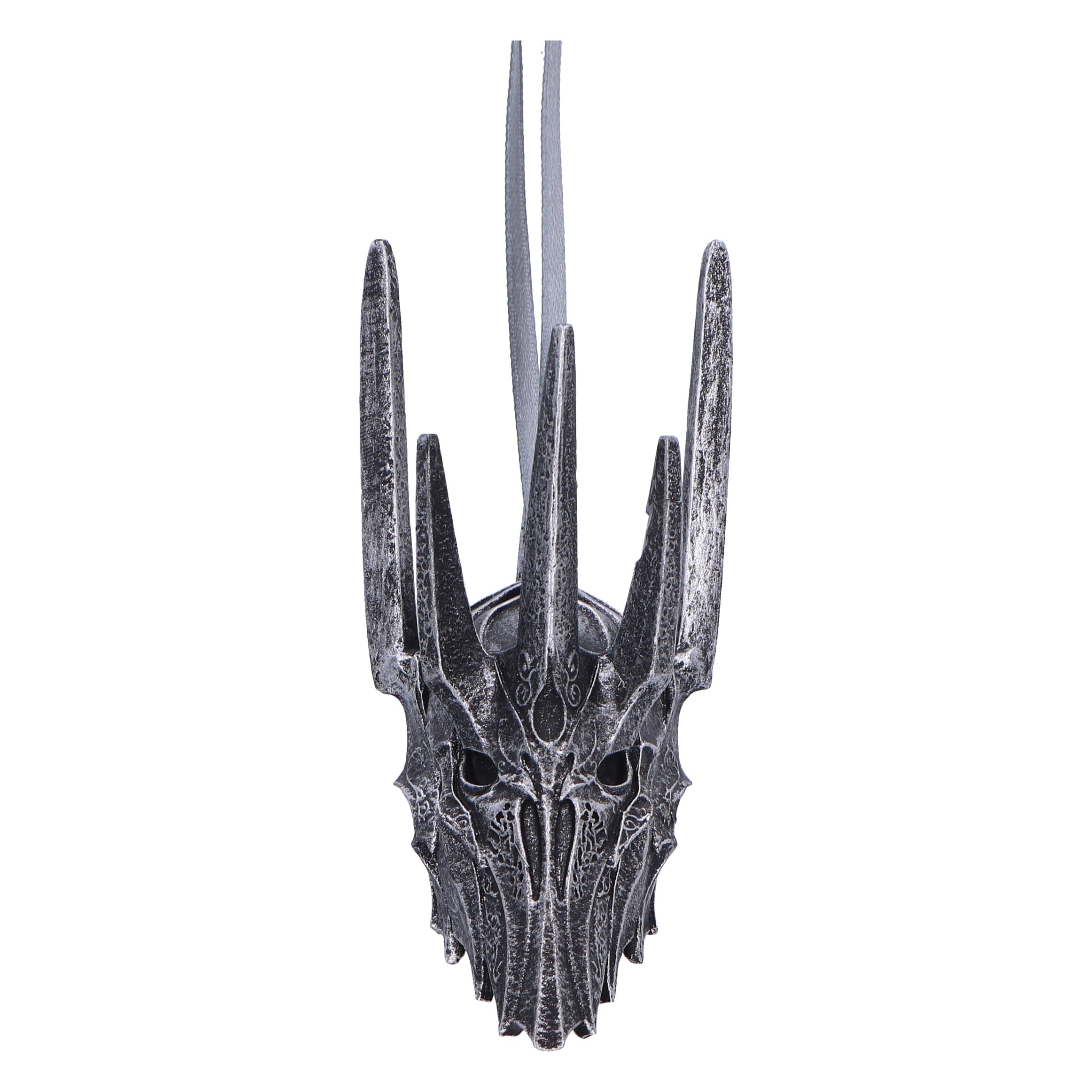 Nemesis Now Lord of the Rings Helm of Sauron Hanging Ornament 10cm, Resin, Silver, Sauron Helmet Hanging Decoration, Lord of the Rings Home Decoration, Cast in the Finest Resin, Expertly Hand-Painted