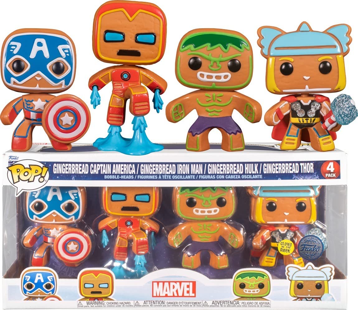 Funko POP! 4 Pack Captain America & Iron Man & Hulk & Thor (Marvel) Special Edition (Glows in The Dark) (FUN66845)