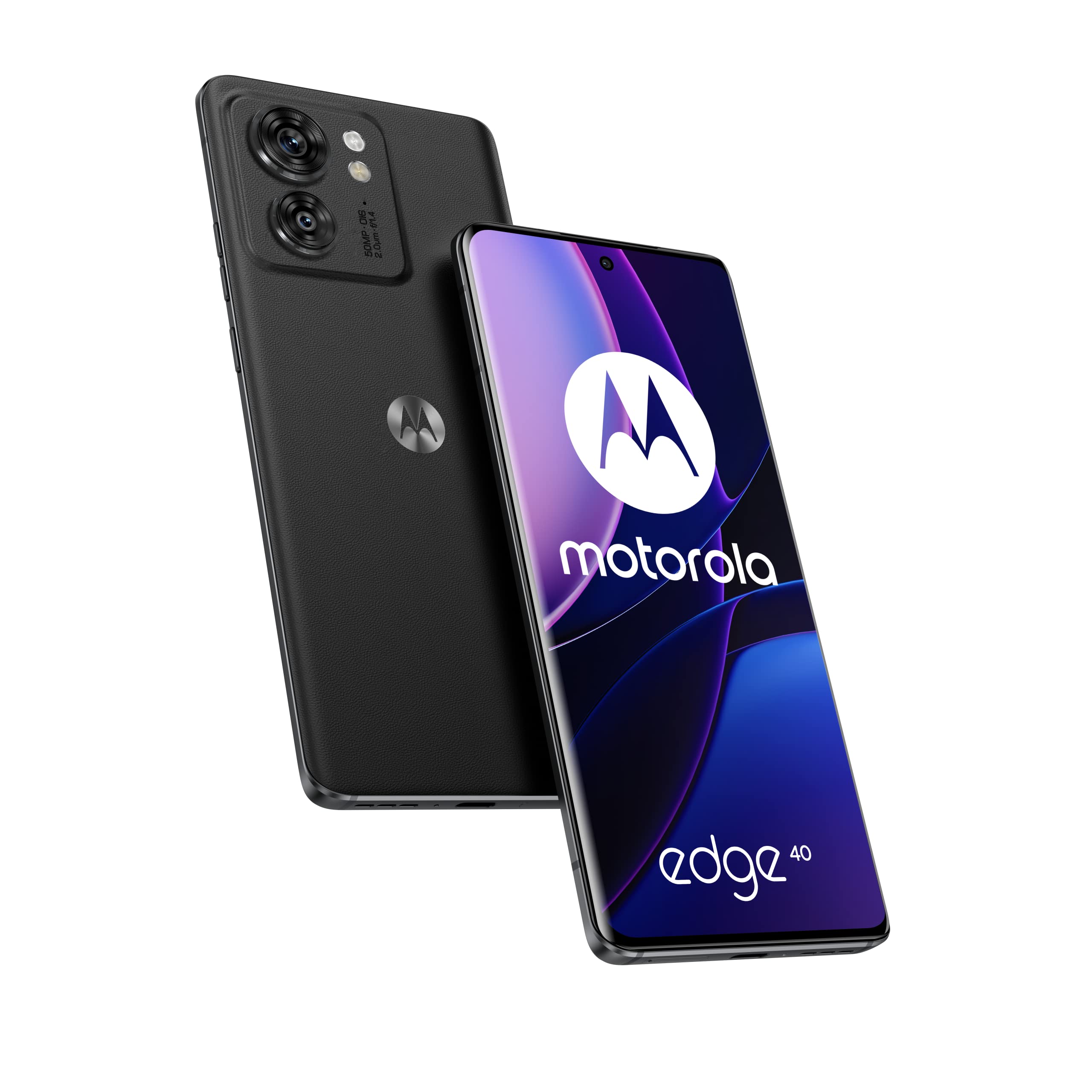 Motorola Edge 40 (Borderless 6.55" pOLED 144 Hz display, 50MP camera, 68W TurboPower charging, Dolby Atmos® audio, Android 13, 8/128 or 8/256GB, MediaTek Dimensity 8020, dual SIM), Black