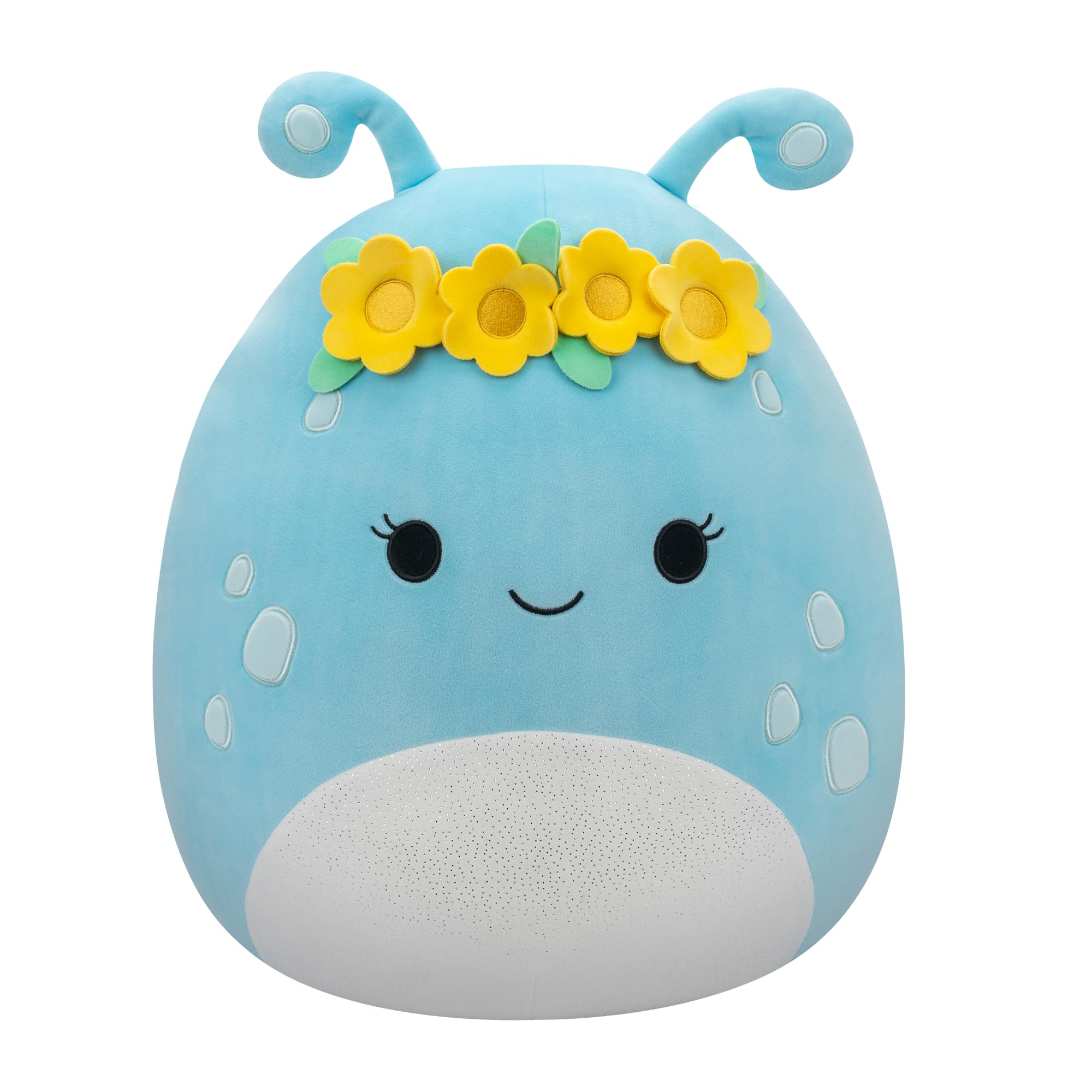 Squishmallows SQCR05479 16-Inch-Natnat The Pastel Blue Alien with Flower Crown, Multicolour