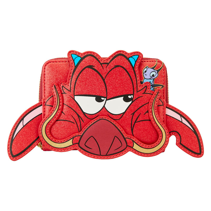 Loungefly Disney Mulan 25th Anniversary Mushu Glitter Cosplay Zip-Around Wallet, Multi, One Size, Wallet