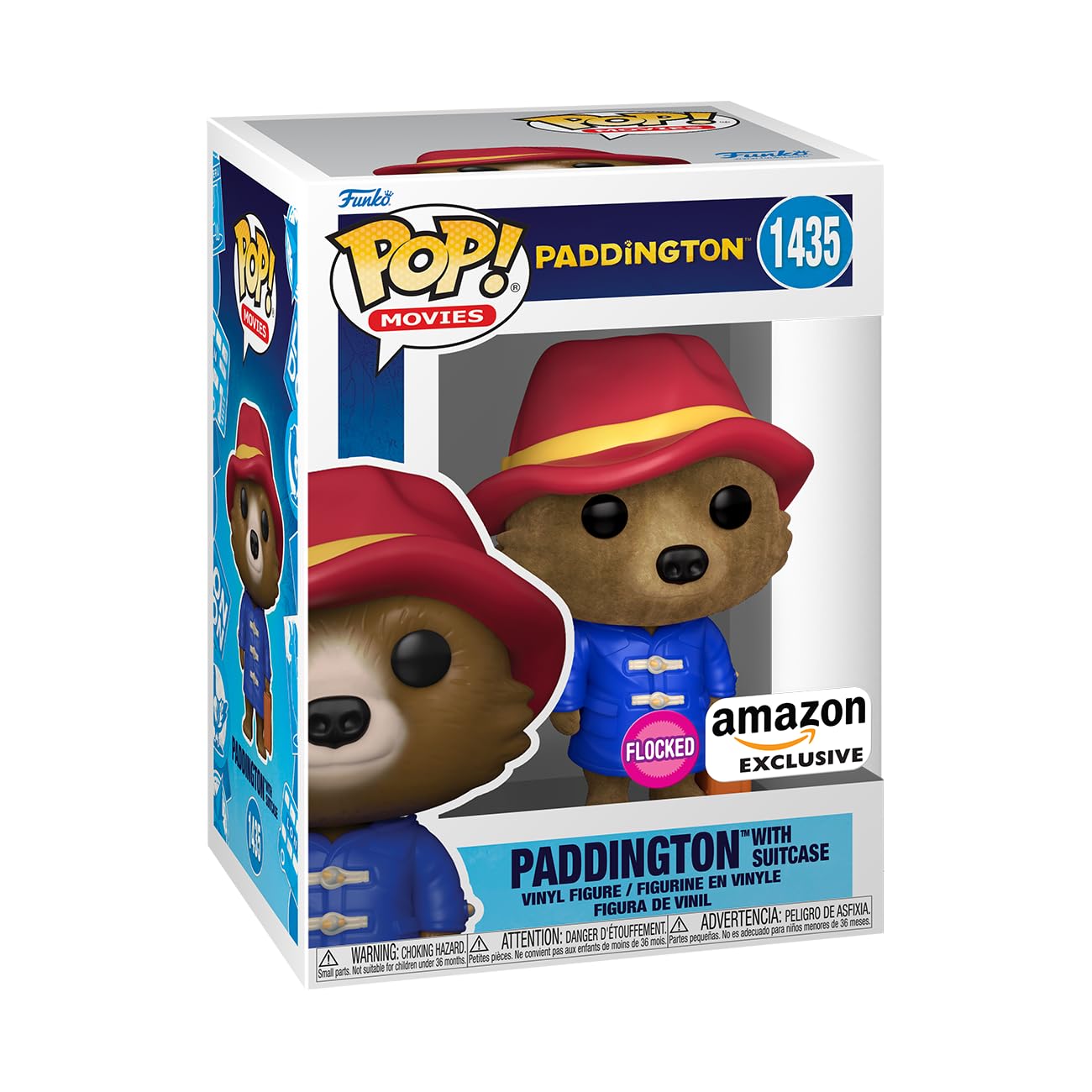 Funko POP! Movies: Paddington - Paddington With Case - Flocked - Paddington Movie - Amazon Exclusive - Collectable Vinyl Figure - Gift Idea - Official Merchandise - Toys for Kids & Adults