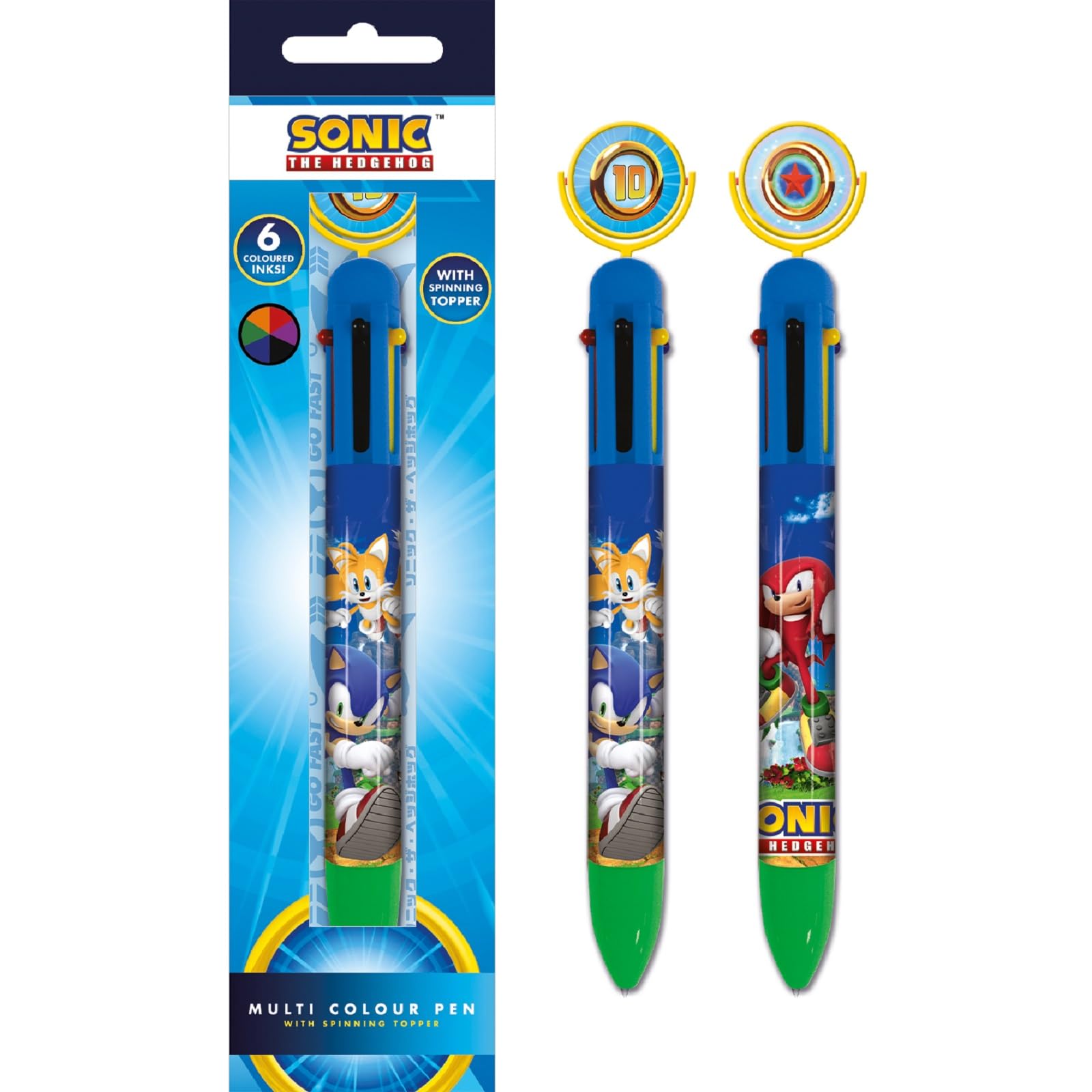 Pyramid International Sonic the Hedgehog Multicoloured Pen (Ring Spin Design) Pens for Kids - Official Merchandise