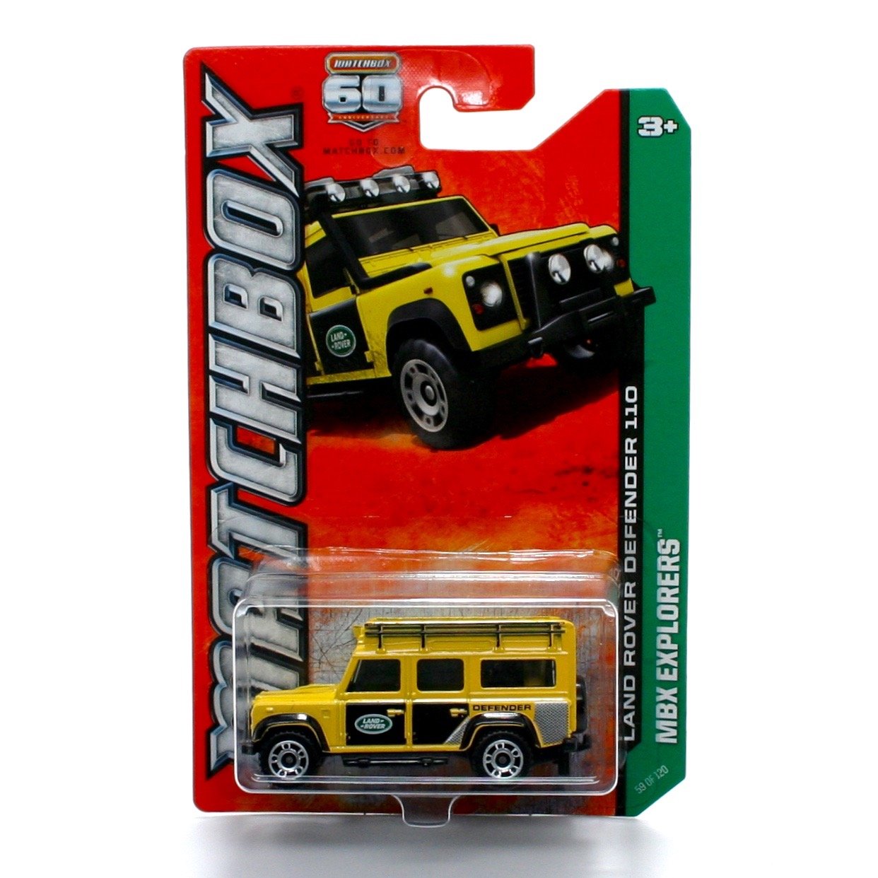 Matchbox Land Rover Defender 110 (Yellow) MBX Explorers 60th Anniversary 2013 Basic Die-Cast Vehicle (#59 of 120)