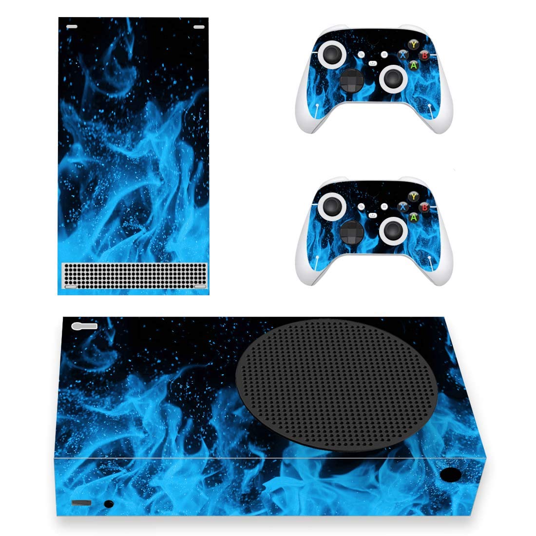 PlayVital Blue Flame Custom Vinyl Skins for Xbox Series S, Wrap Decal Cover Stickers for Xbox Series S Console Controller