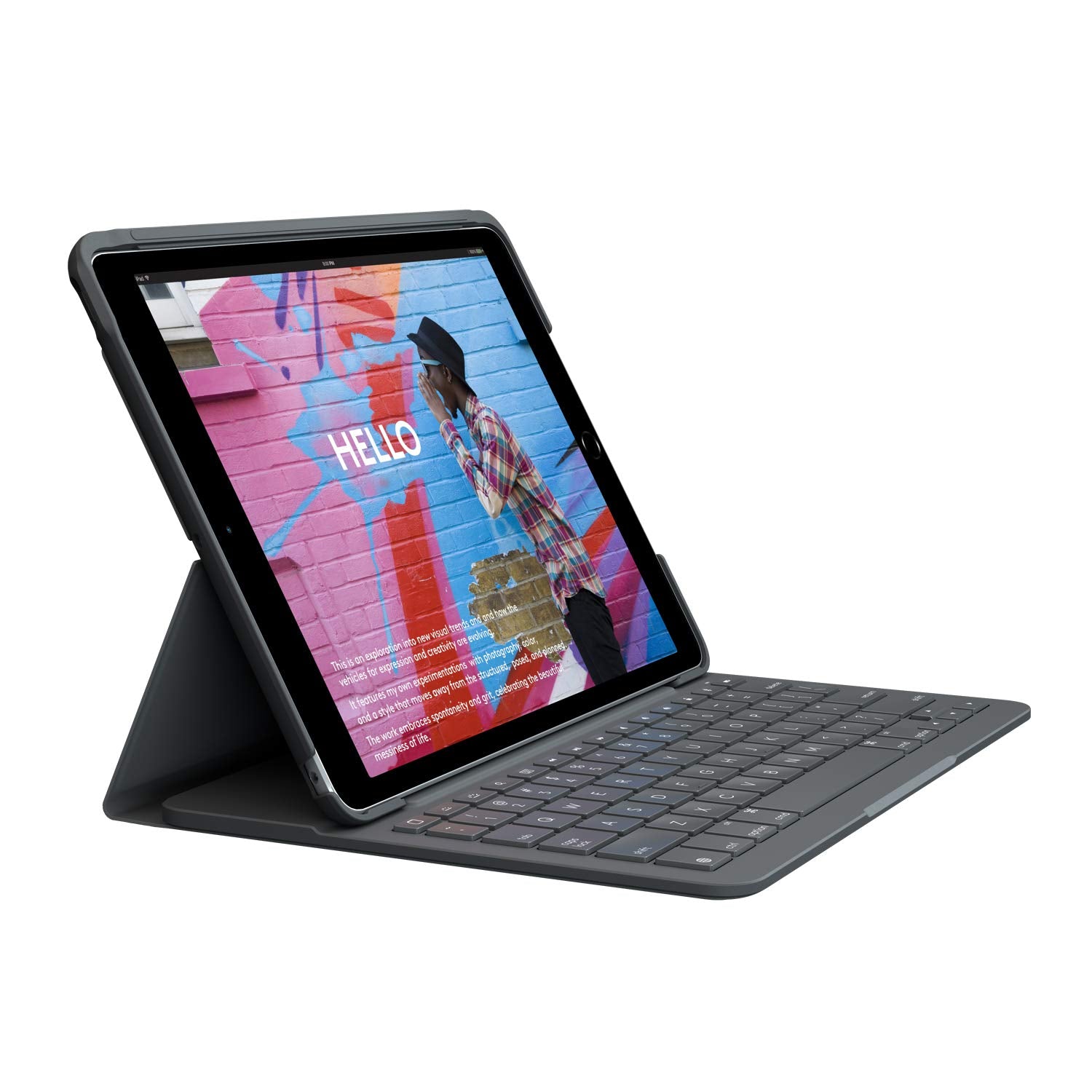 Logitech Slim Folio for iPad (7th, 8th, & 9th generation) Keyboard Case with integrated wireless keyboard, QWERTY UK English Layout - Graphite