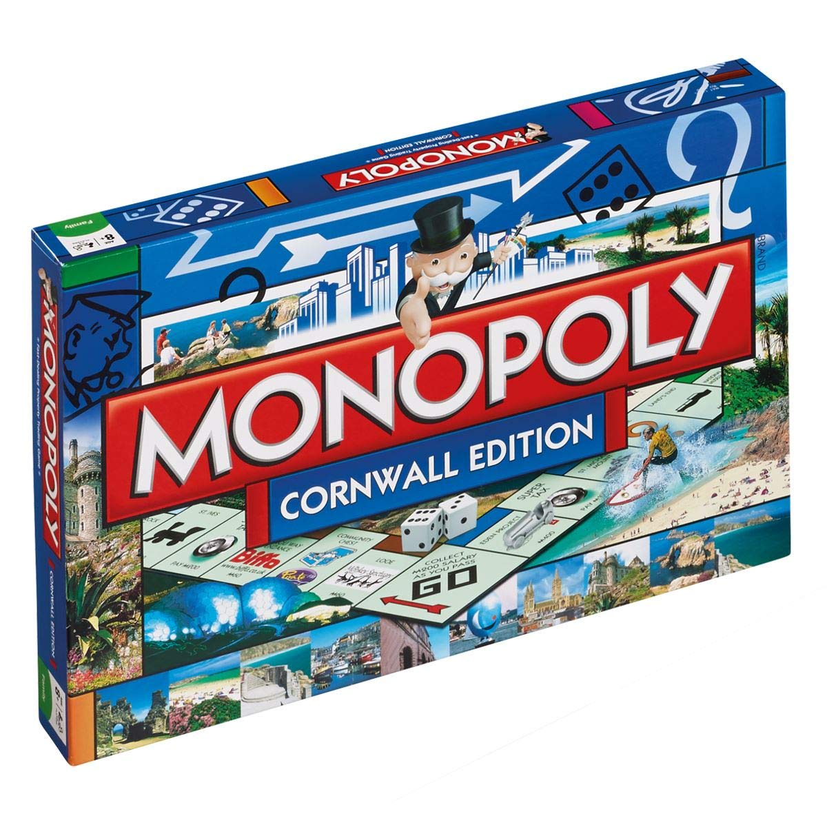 Winning Moves Cornwall Monopoly Board Game, Choose your favourite token and tour St Mellion Golf Club, Tolgus Mill or St Michael's Mount, Invest in houses and hotels, 2-6 player game for ages 8 plus