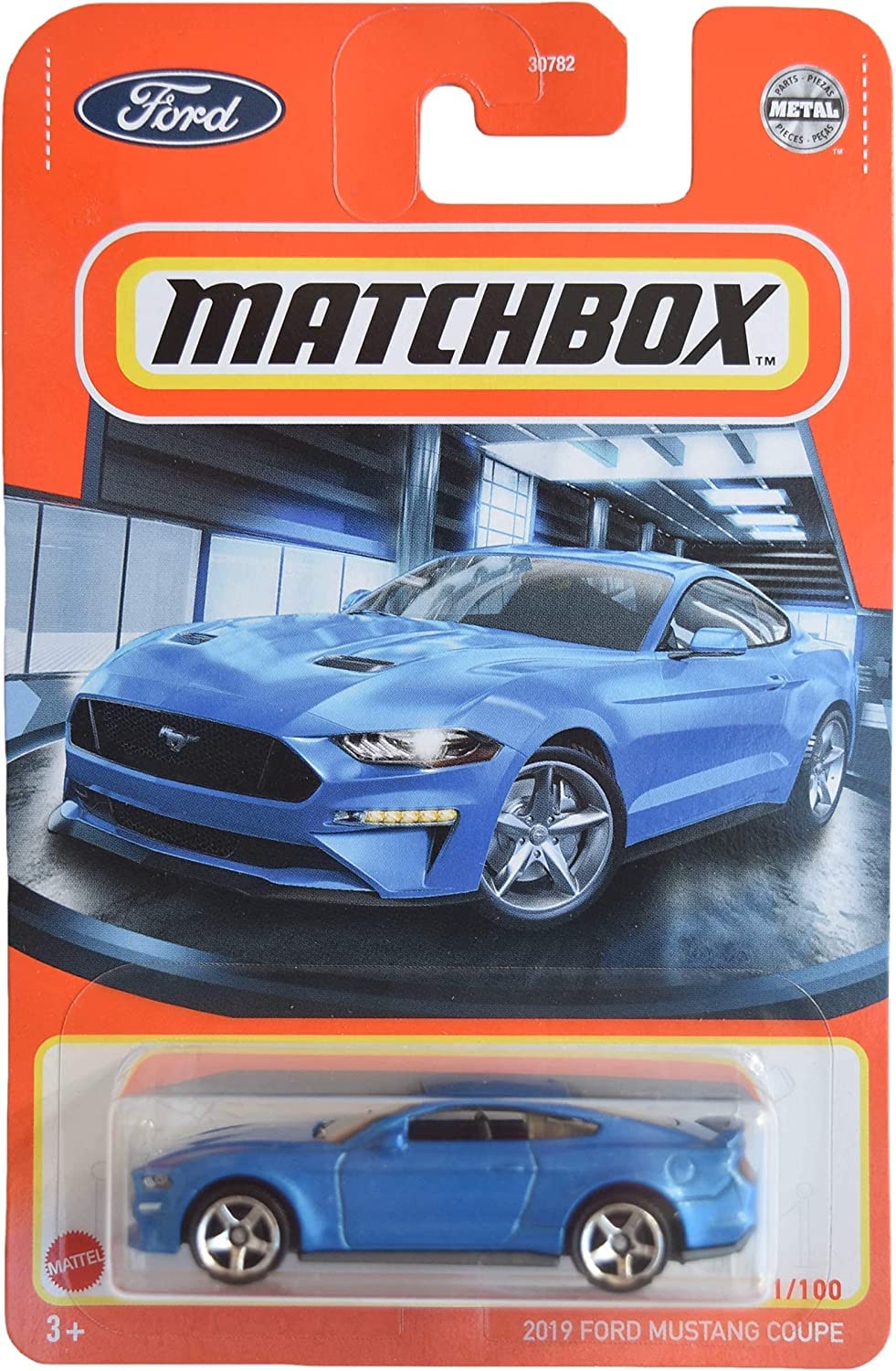 Matchbox 2019 Ford Mustang Coupe, [Blue] Metal Parts 31/100