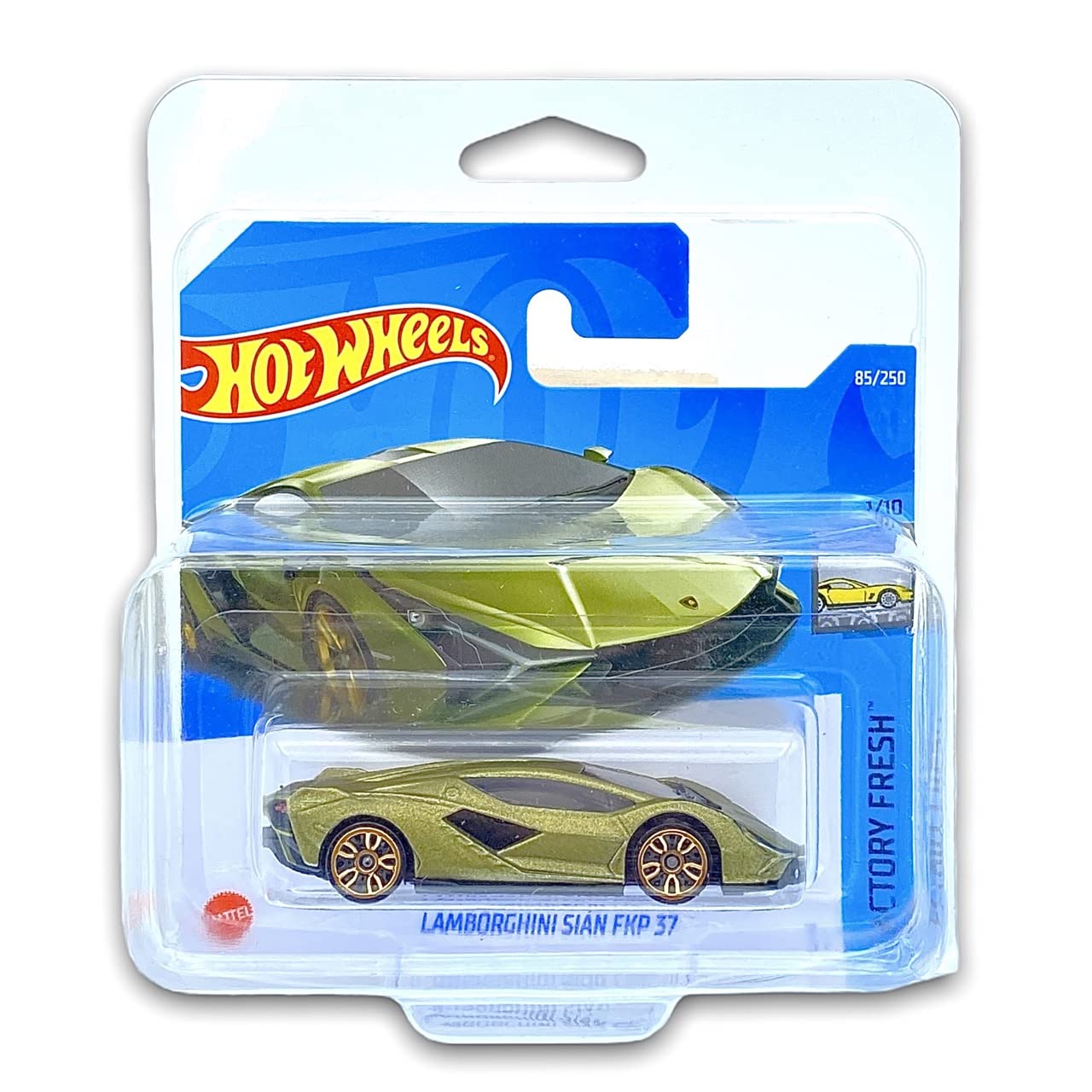 Hot Wheels Lamborghini Sián FKP 37 (Gold/Metalflake Verde) 1/10 Factory Fresh 2022 - 85/250 (Short Card) *** COMES IN A KLAS CAR KEEPER PROTECTIVE COLLECTORS CASE *** HCT08