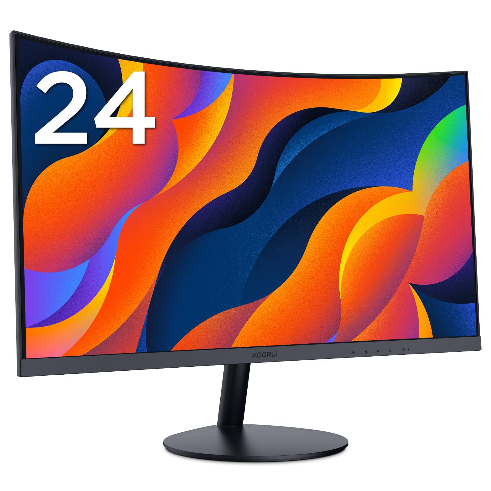 KOORUI 24-Inch Curved Computer Monitor- Full HD 1080P 60Hz Gaming Monitor 1800R LED Monitor HDMI VGA, Tilt Adjustment, Eye Care, Black 24N5C