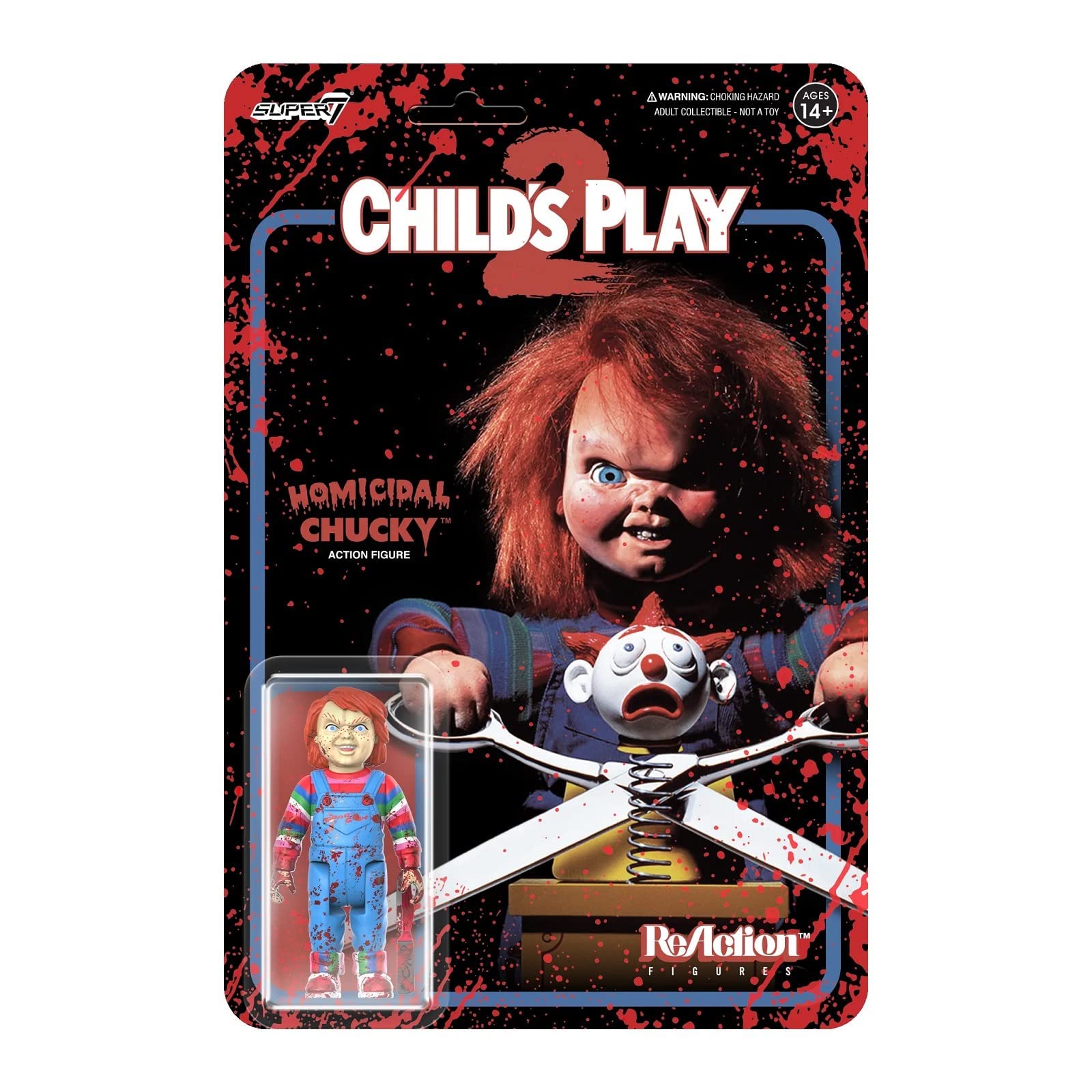 SUPER7 - Childs Play W2 Evil Chucky Blood Splatter Reaction FIG