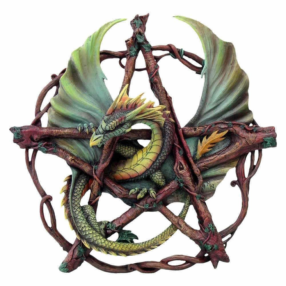 Nemesis Now Forest Pentagram Dragon Wall Plaque 38cm Green