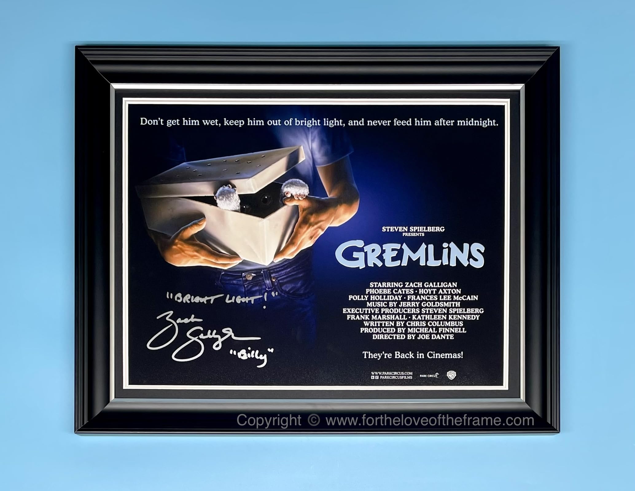 Zach Galligan Signed Gremlins Movie Poster In Luxury Handmade Wooden Frame & AFTAL Member Certificate Of Authenticity Film TV Autograph Memorabilia Photo