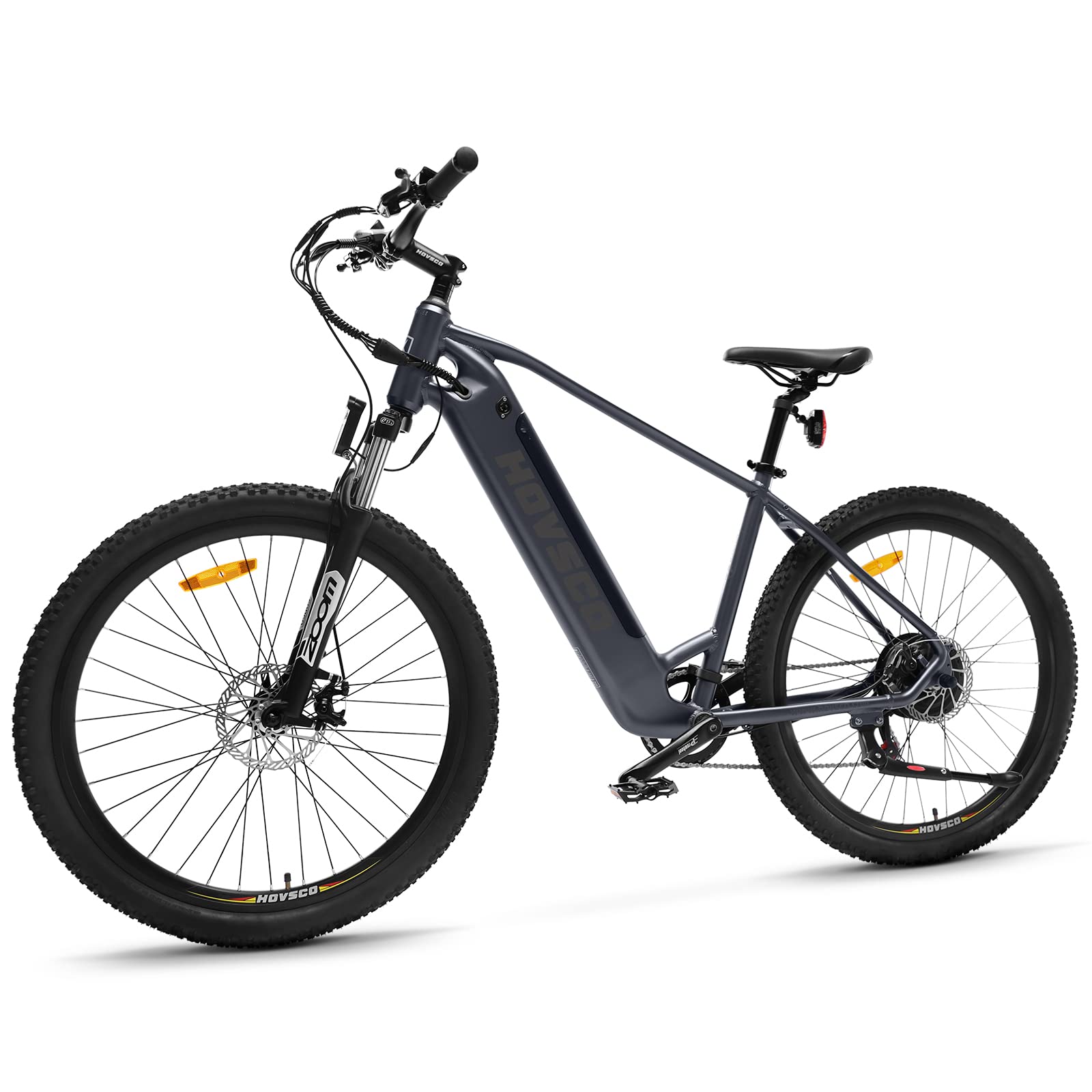 HOVSCO Electric Bike, 27.5" Mountain Bike, City Bike, 250W Bafang Motor, 36V 12.5Ah Removable Battery, 7-Speed, Shimano Gearing System, Dual Disk Brake, Electric Bikes for Adults(Gray)