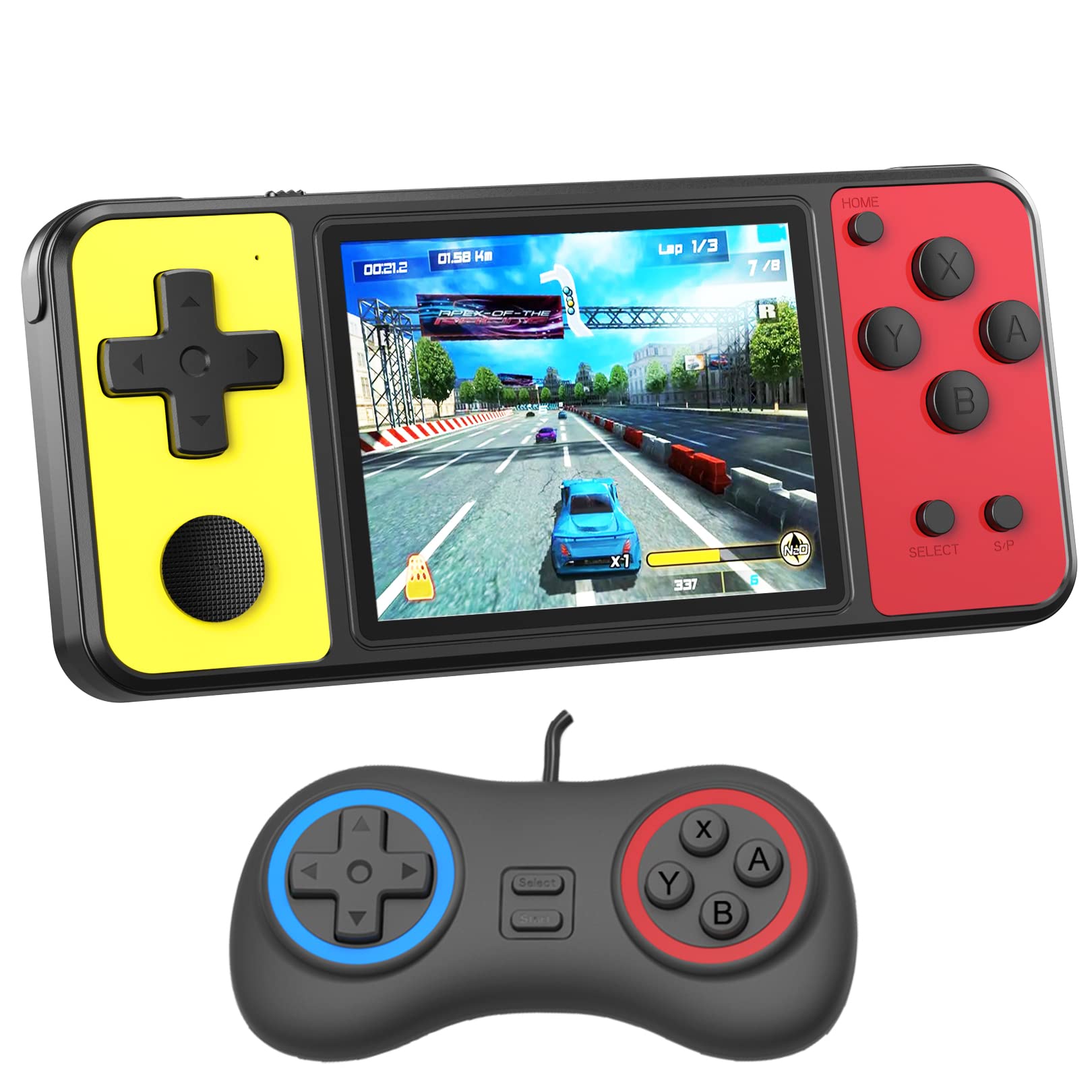 ZHISHAN Handheld Game Console for Kids with 3.0" Screen Gamepad AV Output Built in 270 Classic Retro Video Games Portable Gaming Player Toy for Kids Birthday (Black Yellow)