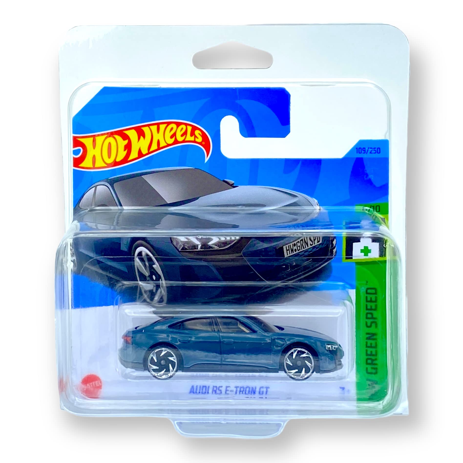 Hot Wheels Audi RS E-Tron GT (Dark Grey) 6/10 HW Green Speed 2023-109/250 (Short Card) - COMES IN A KLAS CAR KEEPER PROTECTIVE COLLECTORS CASE - HKH58