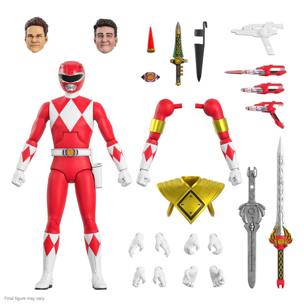 Super7 ULTIMATES! Mighty Morphin Power Rangers Red Ranger - 7" Power Rangers Action Figure with Accessories Classic TV Show Collectibles