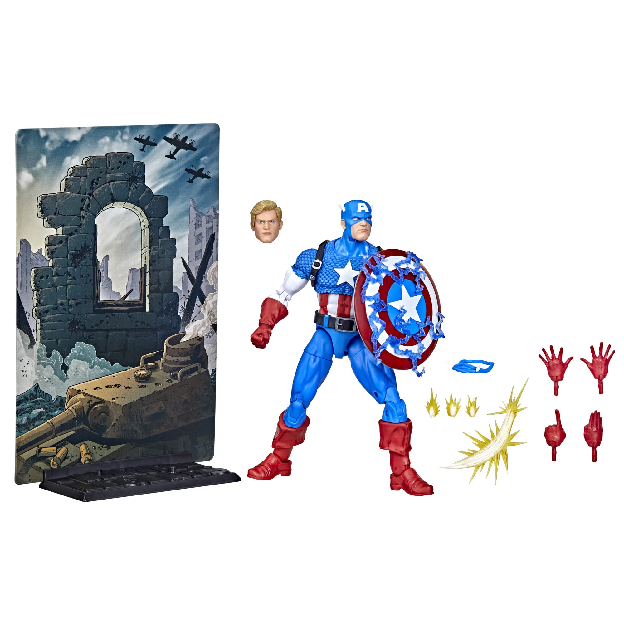 Marvel F34395L0 Captain America Legends 20th Anniversary Series 1 6-inch Collectible Action Figure with 14 Accessories, Multicolour, Adults