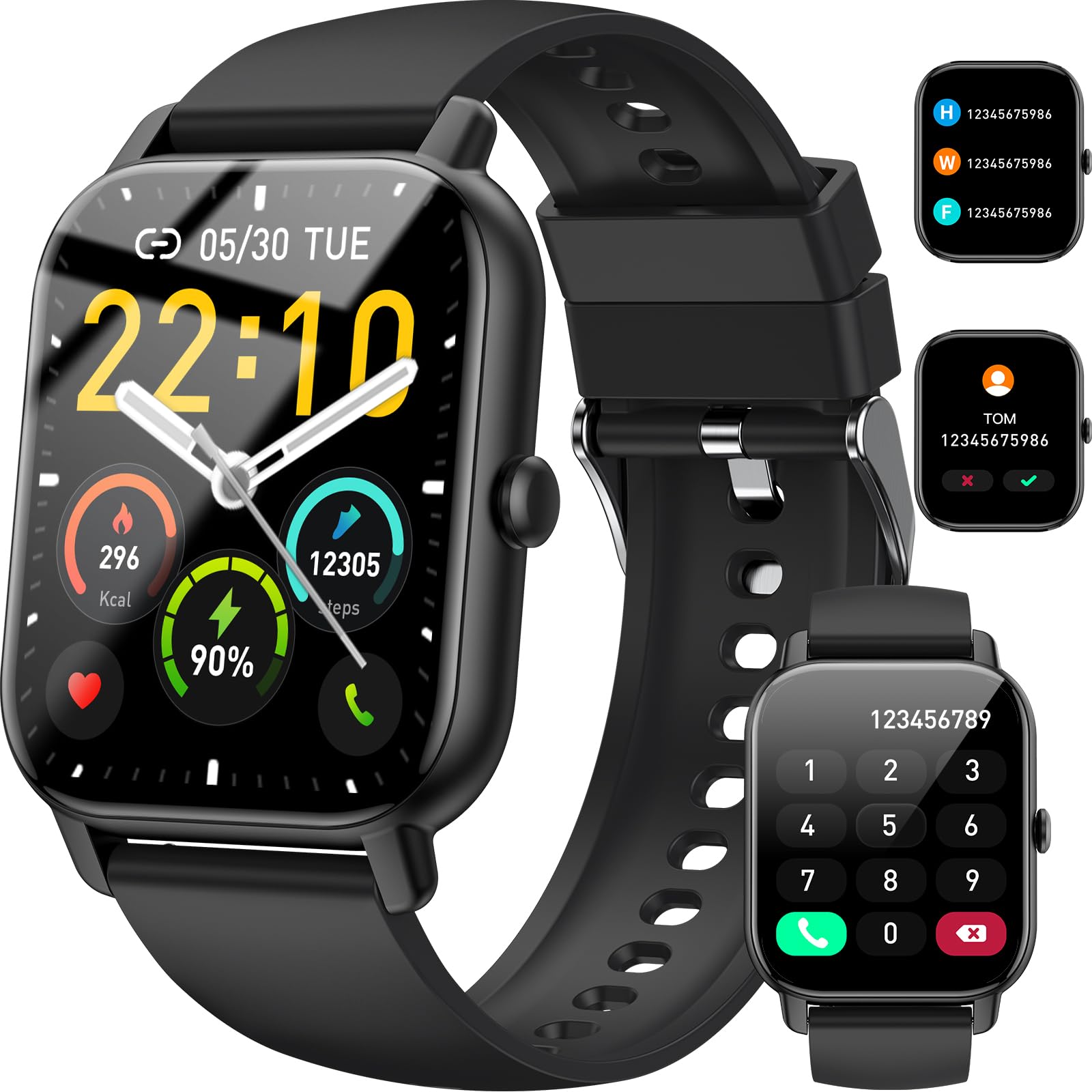 Smart Watch for Women Men Answer/Make Calls, 1.85" Smartwatch, Fitness Watch with Heart Rate Sleep Monitor, Step Counter, 100+ Sports, IP68 Waterproof Fitness Smartwatches Compatible with Android IOS