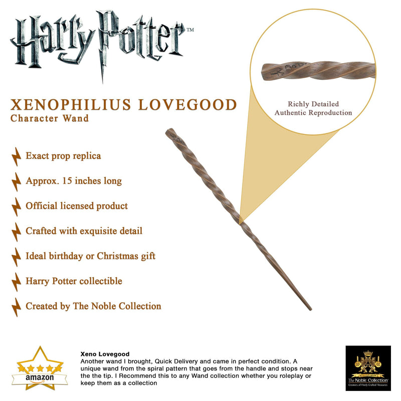 The Noble Collection - Xenophilius Lovegood Character Wand - 15in (38cm) Wizarding World Wand With Name Tag - Harry Potter Film Set Movie Props Wands