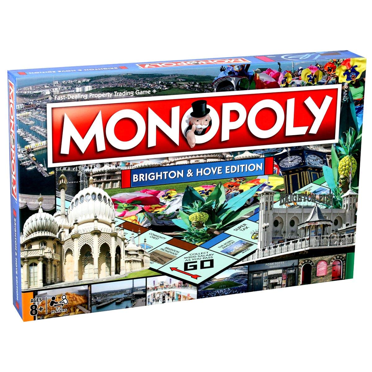 Winning Moves Brighton and Hove Monopoly Board Game, Advance to the University of Sussex, Brighton Racecourse and the Brighton Promenade and trade your way to success, gift for players aged 8 plus