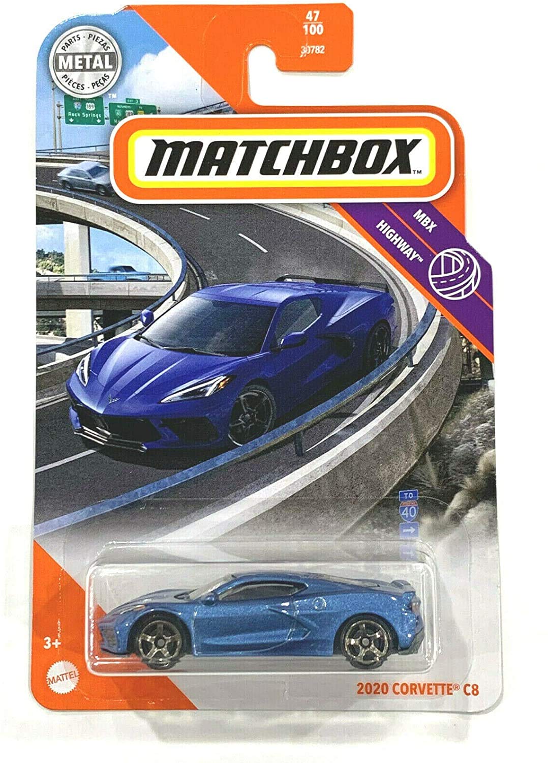 Matchbox 2020 Corvette C8 (Blue), MBX Highway 47/100