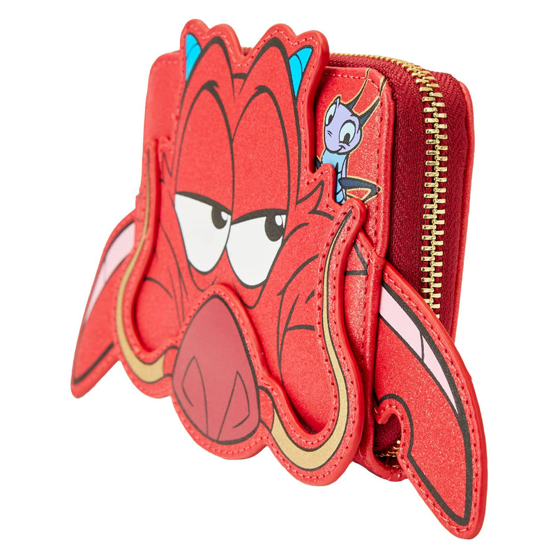 Loungefly Disney Mulan 25th Anniversary Mushu Glitter Cosplay Zip-Around Wallet, Multi, One Size, Wallet