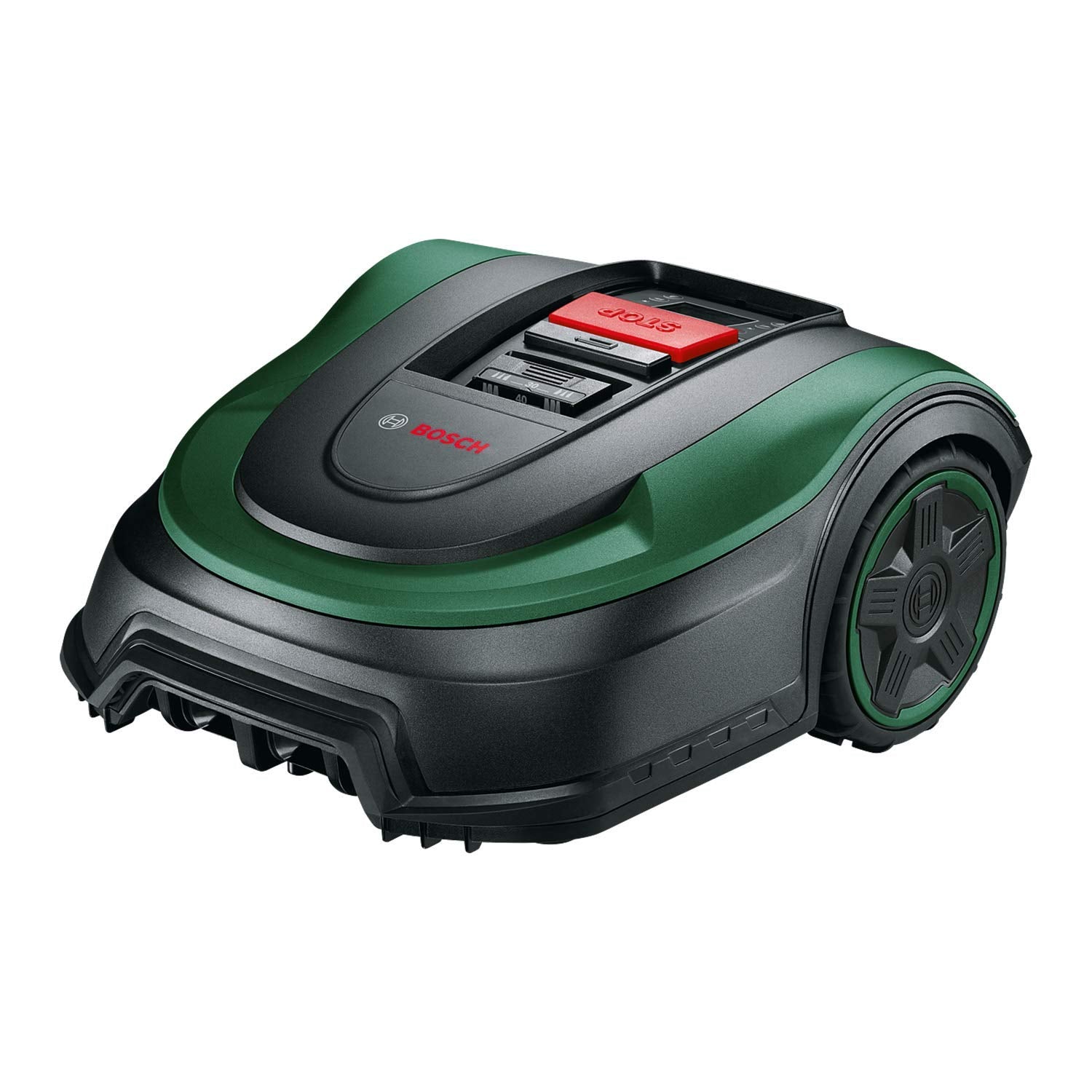 Bosch Robotic Lawnmower Indego S+ 500 (with 18V Battery and App Function, Docking Station Included, Cutting Width 19 cm, for lawns of up to 500 m², in Carton Packaging), 19 cm