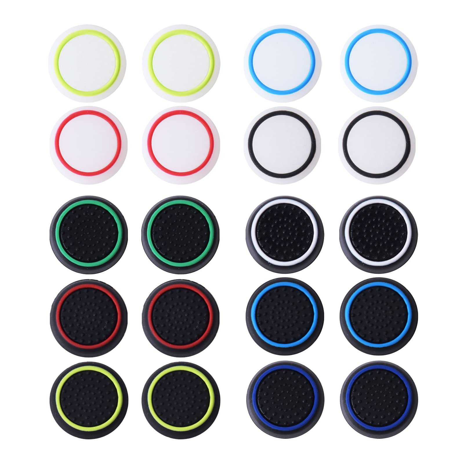 suchkawe 20PCS Colorful Thumbstick Caps Grip Accessory Set, Silicone Thumb Grip Cap Cover Joystick Protection Attachments, Compatible with PS5 PS4 PS3 PS2 Xbox 360 Switch Pro Xbox One Controllers