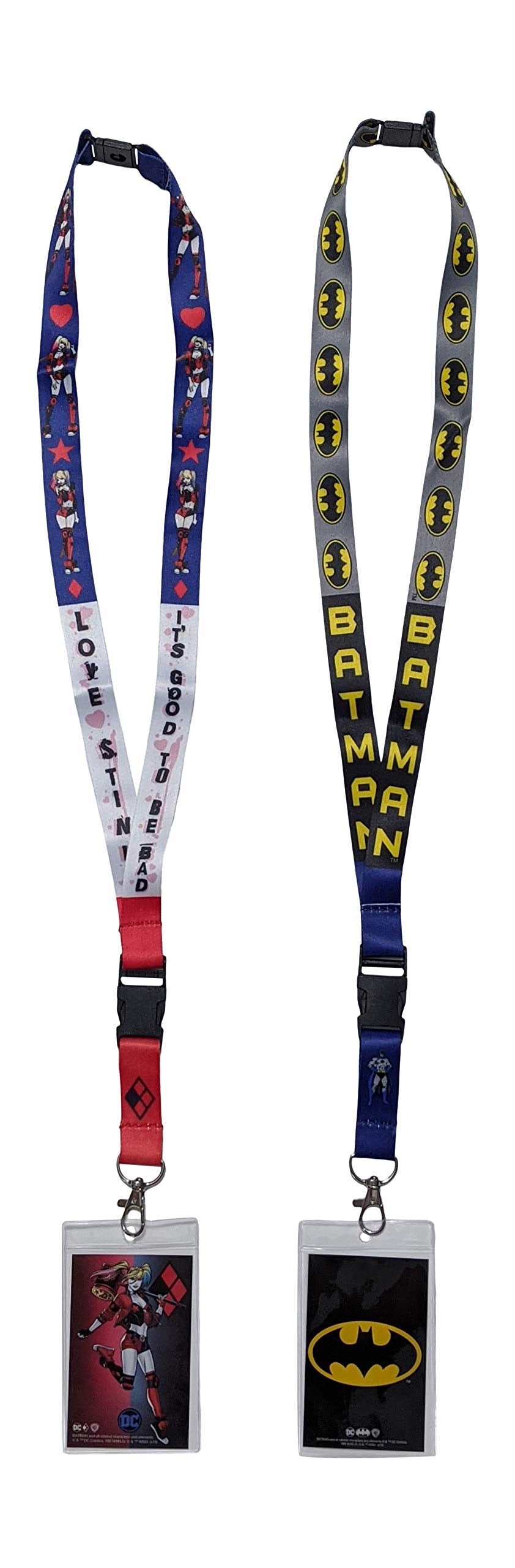 DC Comics Batman and Harley Quinn ID Badge Holder Lanyard 2pk Bundle