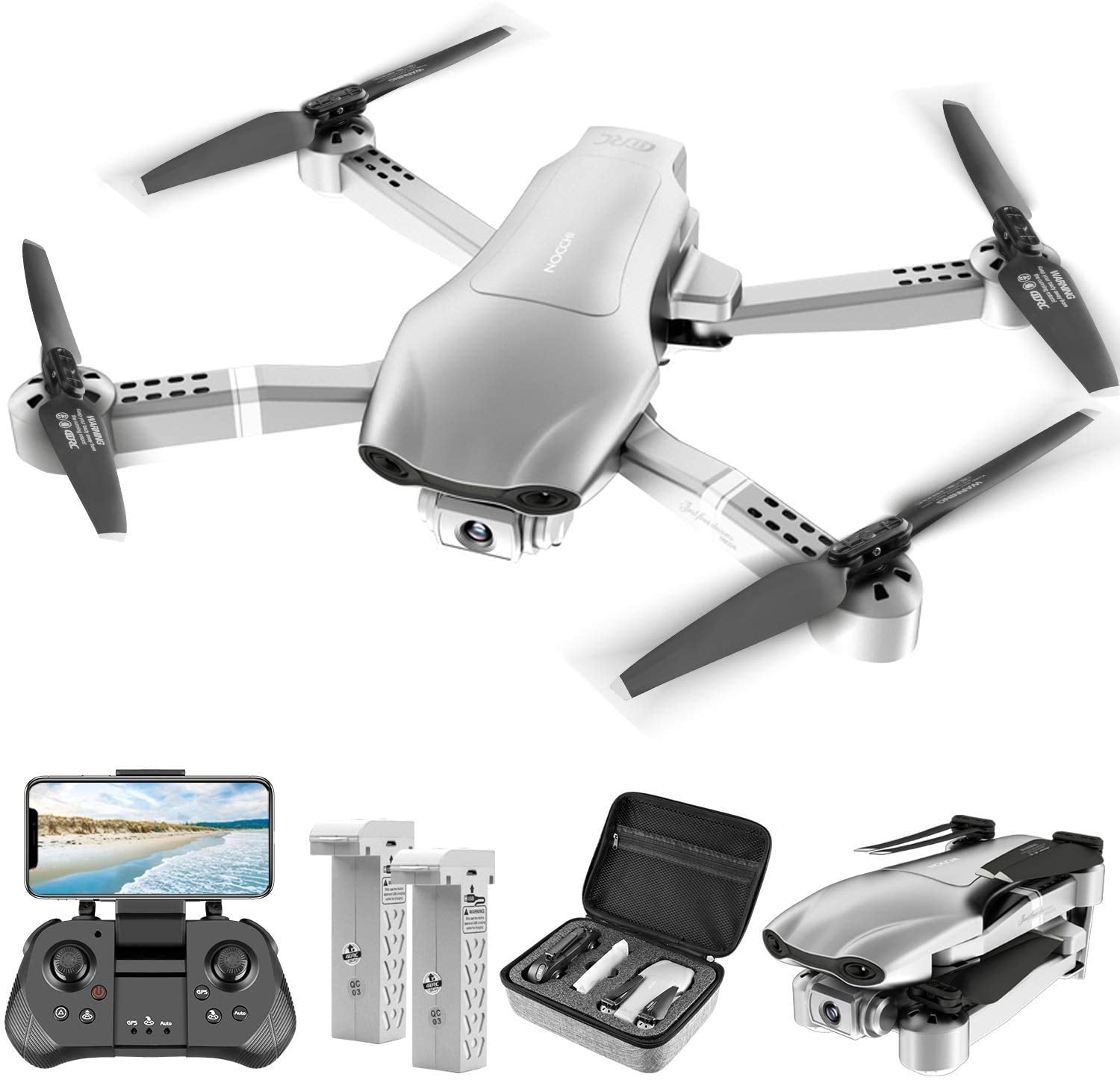 4DRC F3 GPS Drone for Adults with 4K Camera 5G FPV Live Video for Beginners, Foldable RC Quadcopter with Auto Return Home, Follow Me,Dual Cameras,Tap Fly,2 Batteries, Includes Carrying Case