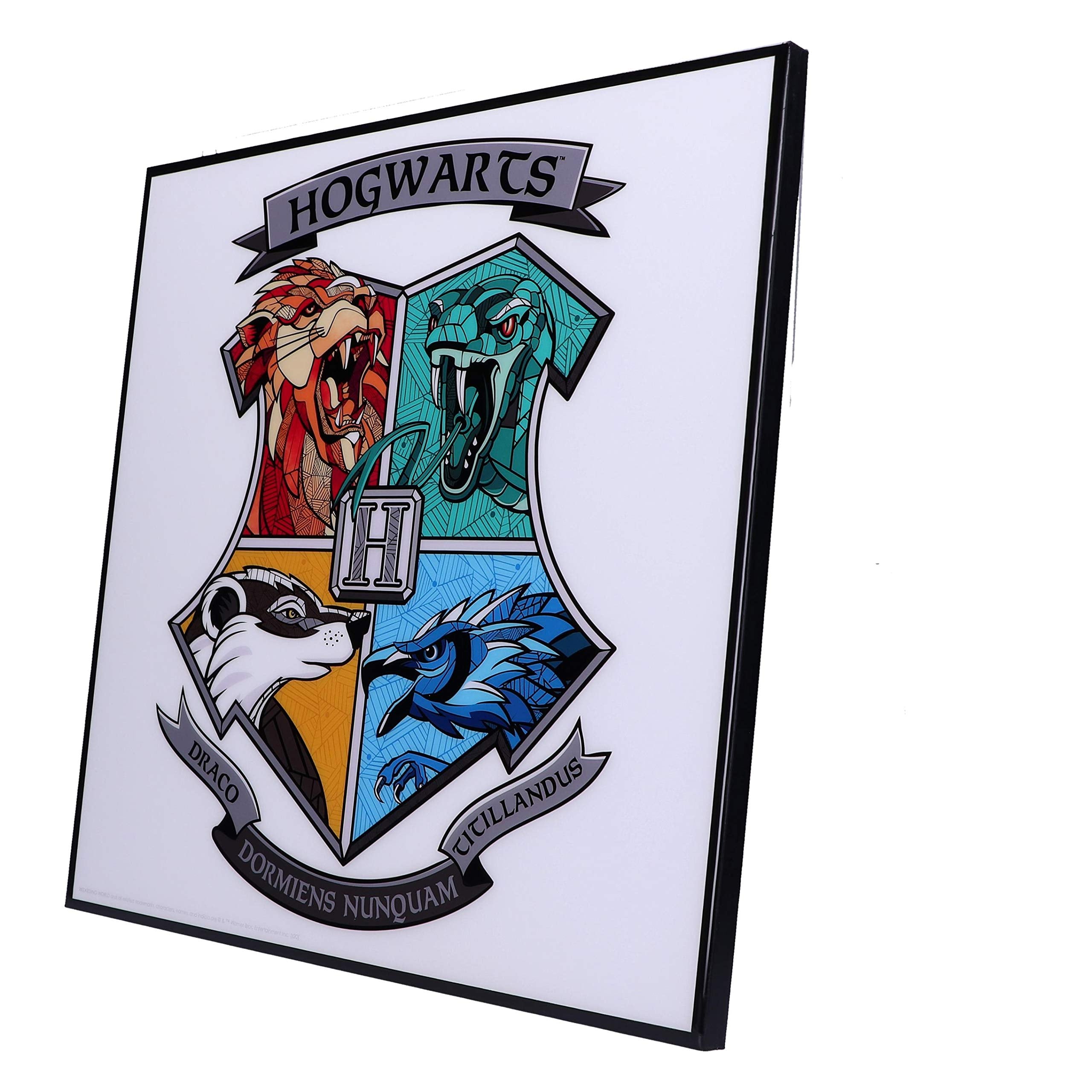 Nemesis Now Harry Potter Hogwarts Crest Crystal Clear Art Picture, White, 32cm