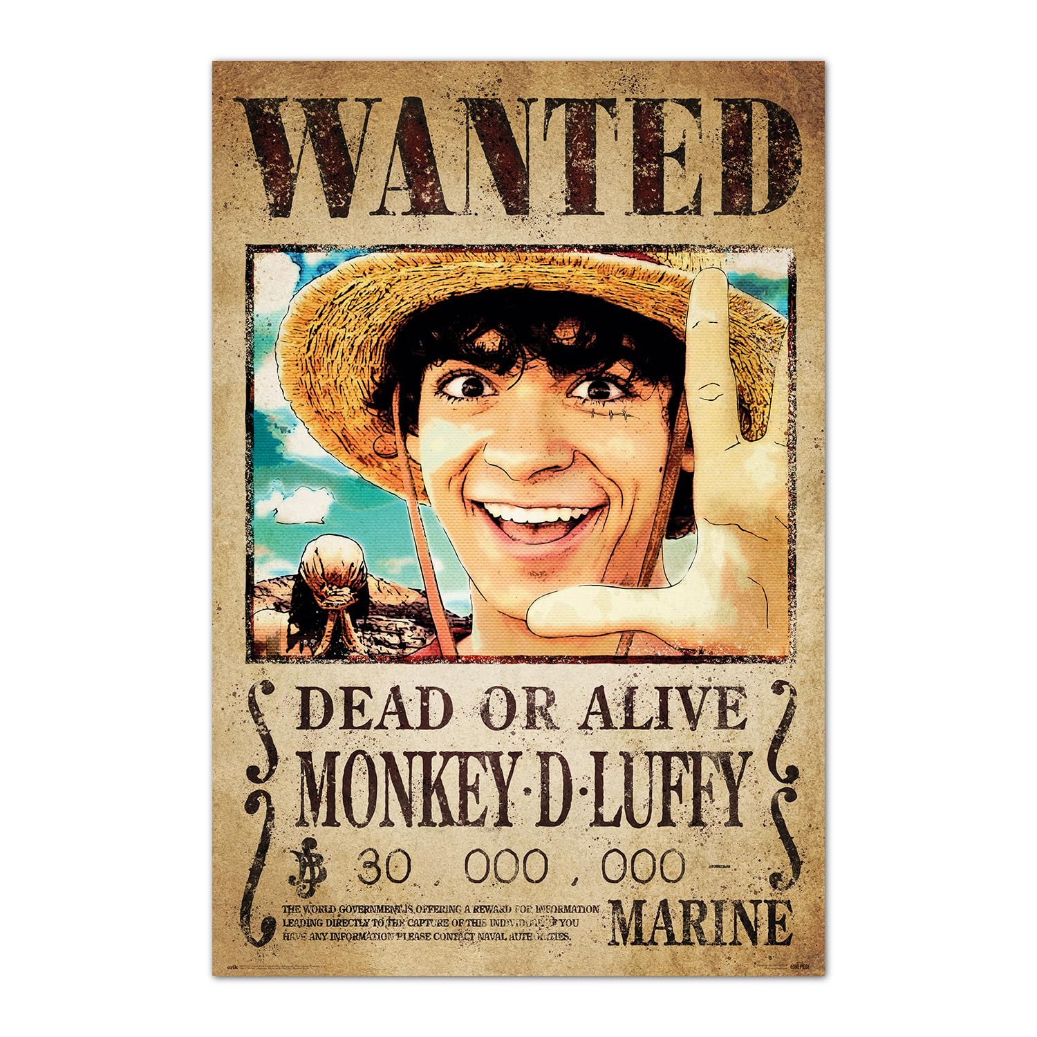 Grupo Erik One Piece Netflix - Wanted Monkey D. Luffy Poster - 36 x 24 inches / 91.5 x 61 cm - Shipped Rolled Up - Cool Posters - Art Poster - Posters & Prints - Wall Posters