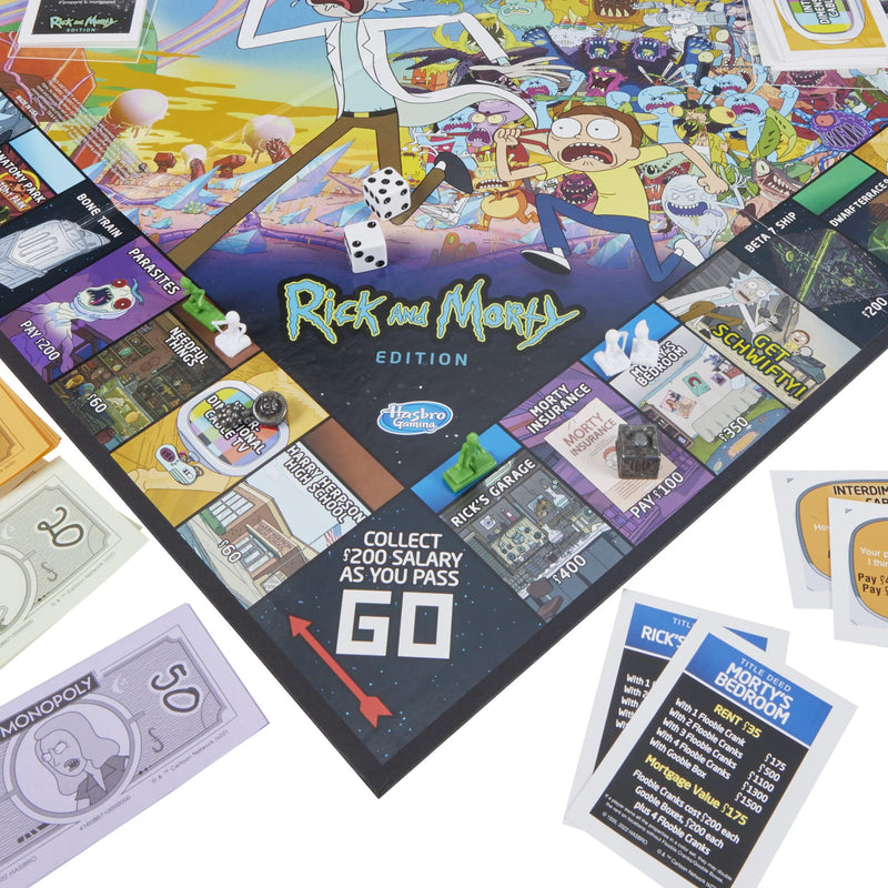 Monopoly: Rick and Morty Edition Board Game, Cartoon Network Game for Families and Teens 17+, Includes Collectible Monopoly Tokens (Amazon Exclusive)