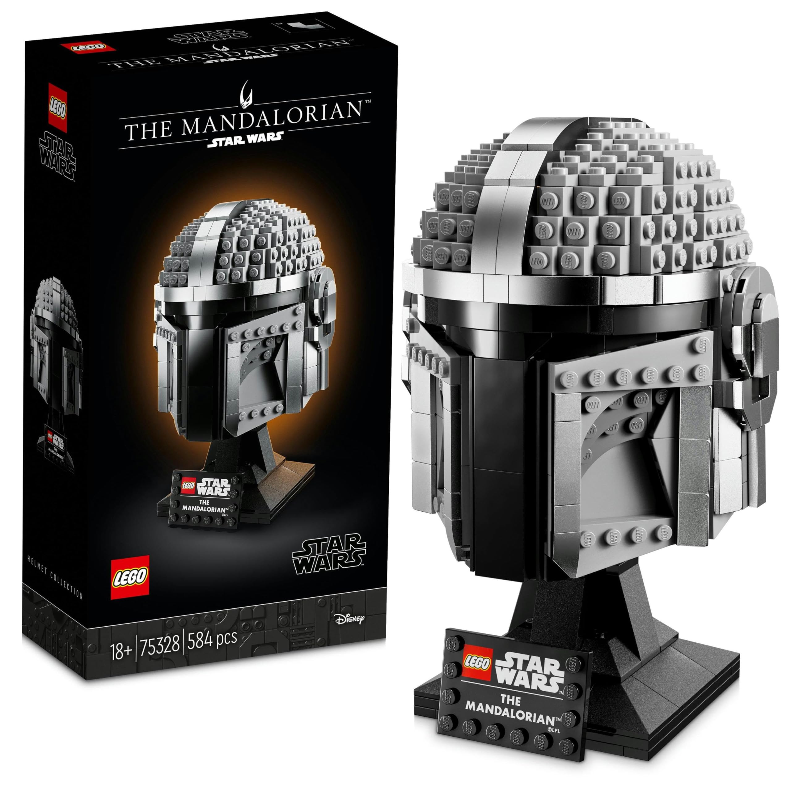 LEGO Star Wars The Mandalorian Helmet Model Building Kit, Collectible Display Set for Adults, Gift Idea for Men, Women, Him or Her 75328