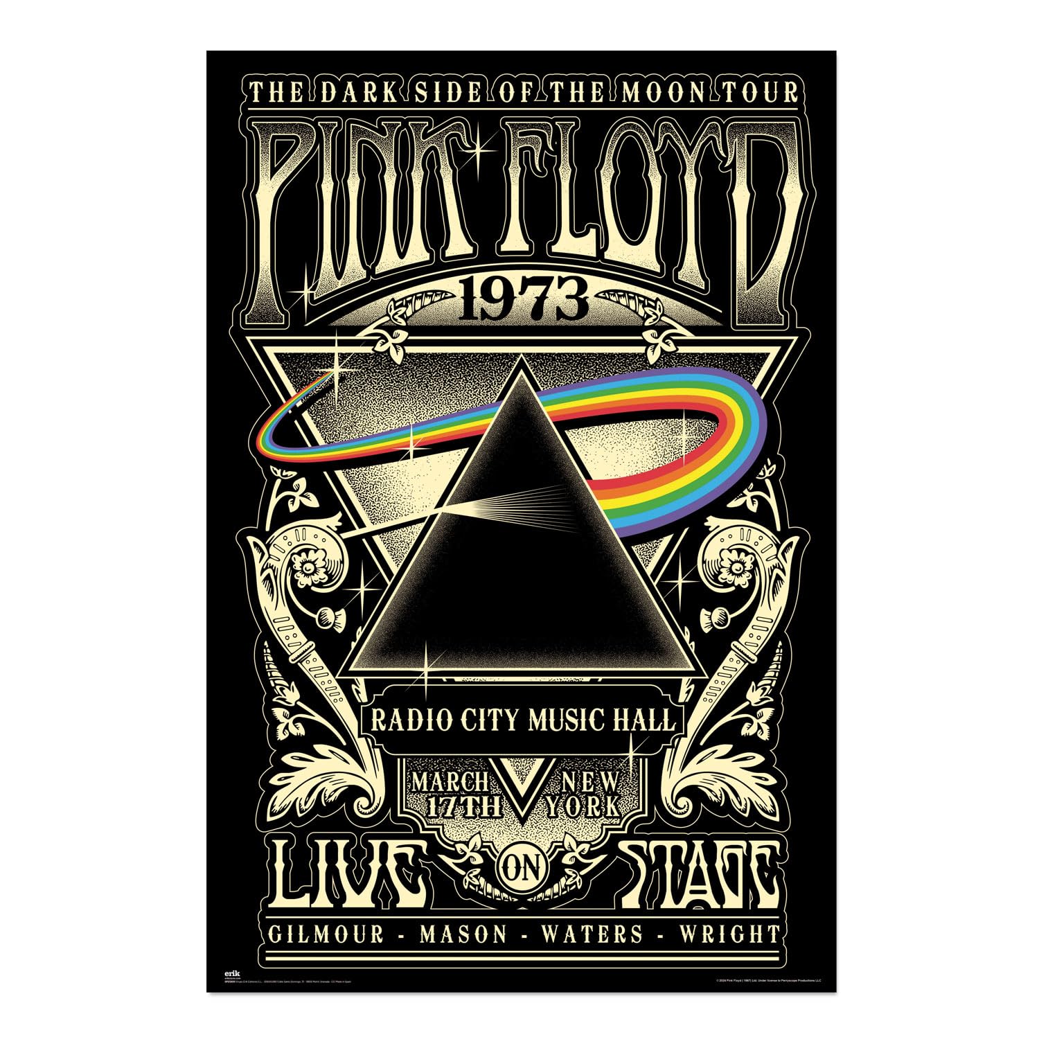 Grupo Erik Pink Floyd Poster - The Dark Side Of The Moon Tour 1973-36 x 24 inches / 91.5 x 61 cm - Shipped Rolled Up - Cool Posters - Art Poster - Posters & Prints - Wall Posters