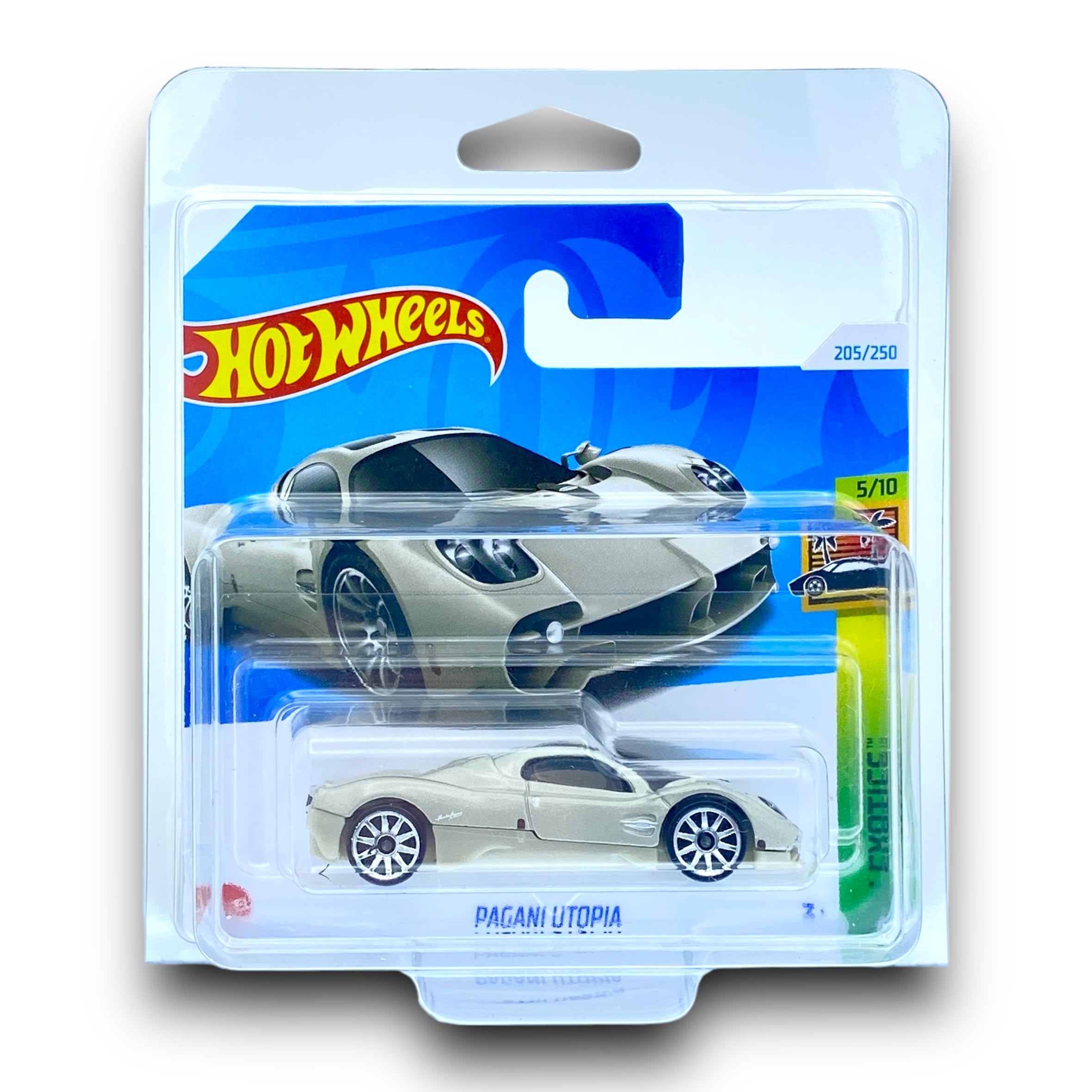 Hot Wheels Pagani Utopia (Metallic Off White) 5/10 HW Exotics - 2024-205/250 (Short Card) - includes a KLAS Car Keeper Protector Case - HRY83